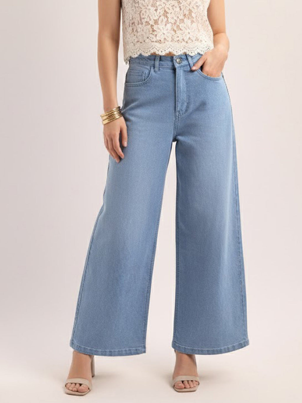 Below Knee Wide Fit Regular Jeans