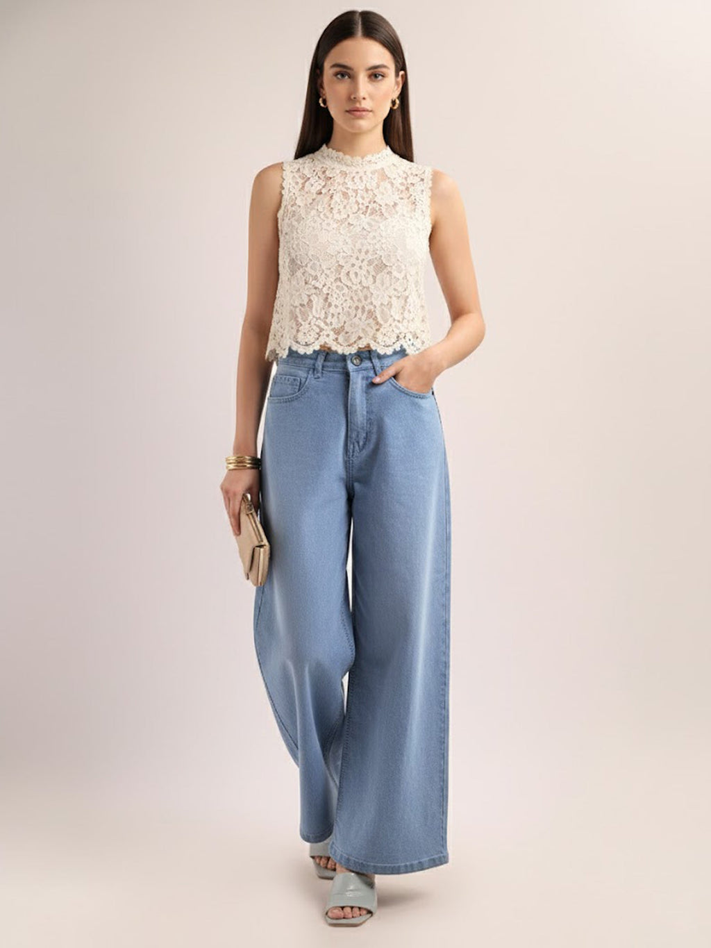 Below Knee Wide Fit Regular Jeans