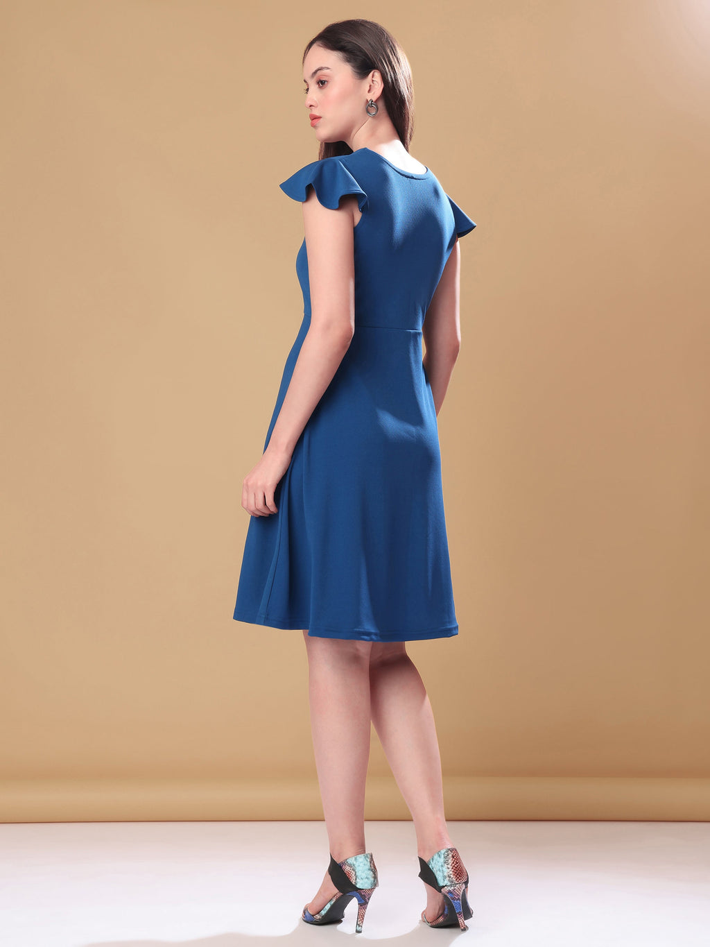 Mini Length Short Sleeve Solid Dress
