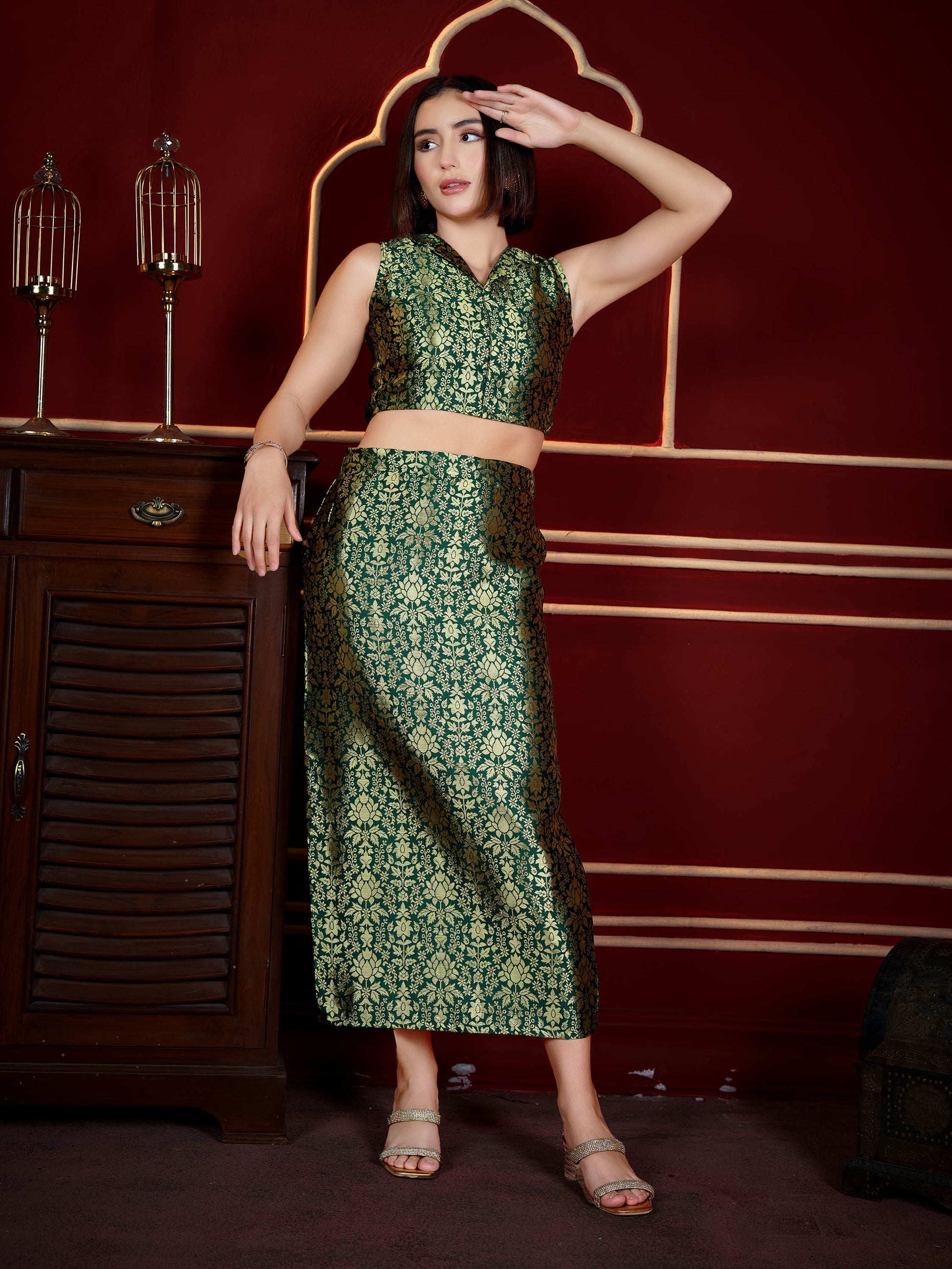 Women sleeveless Top Skirt Printed Co-Ords