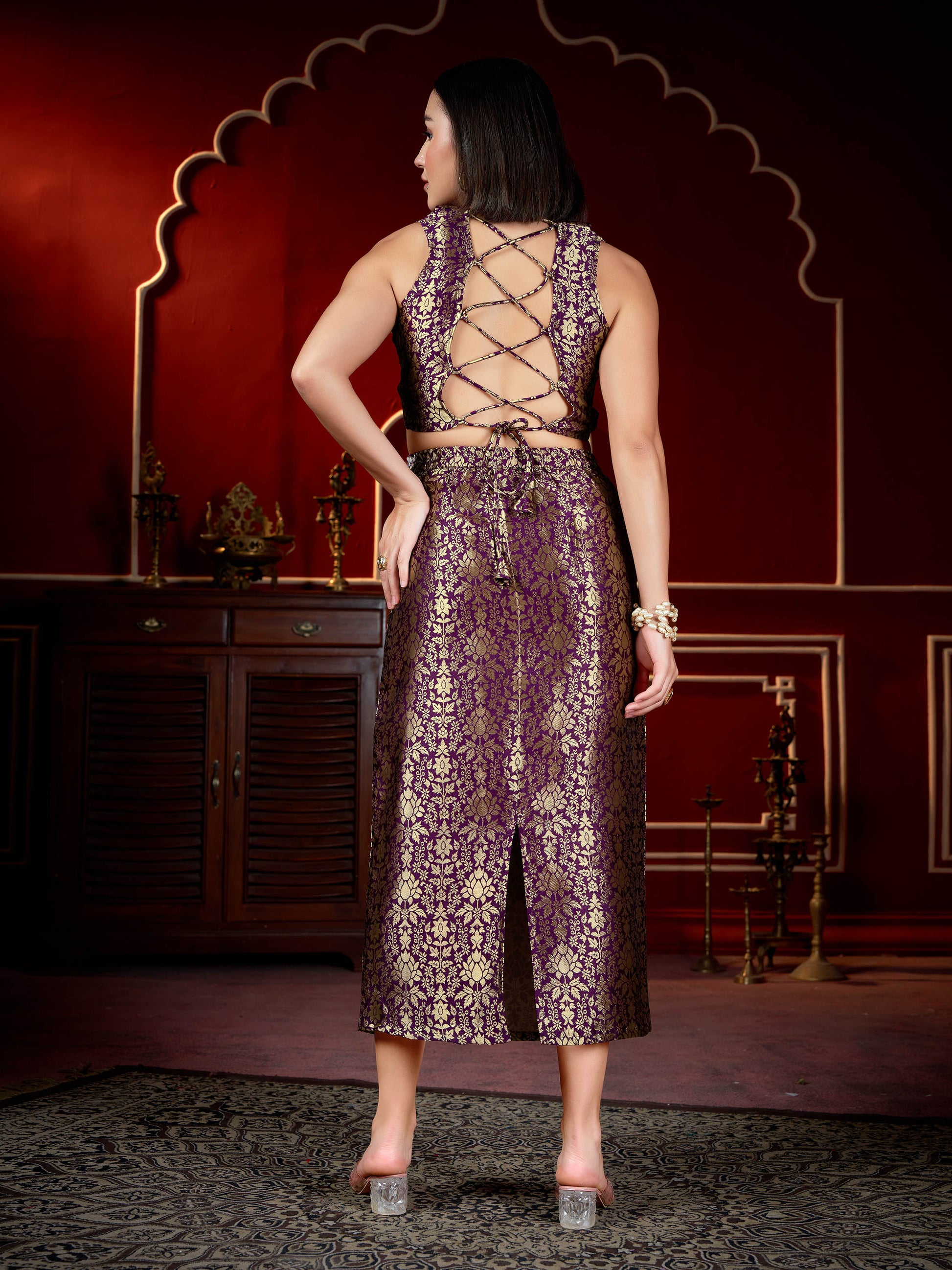 Women sleeveless Top Skirt Printed Co-Ords