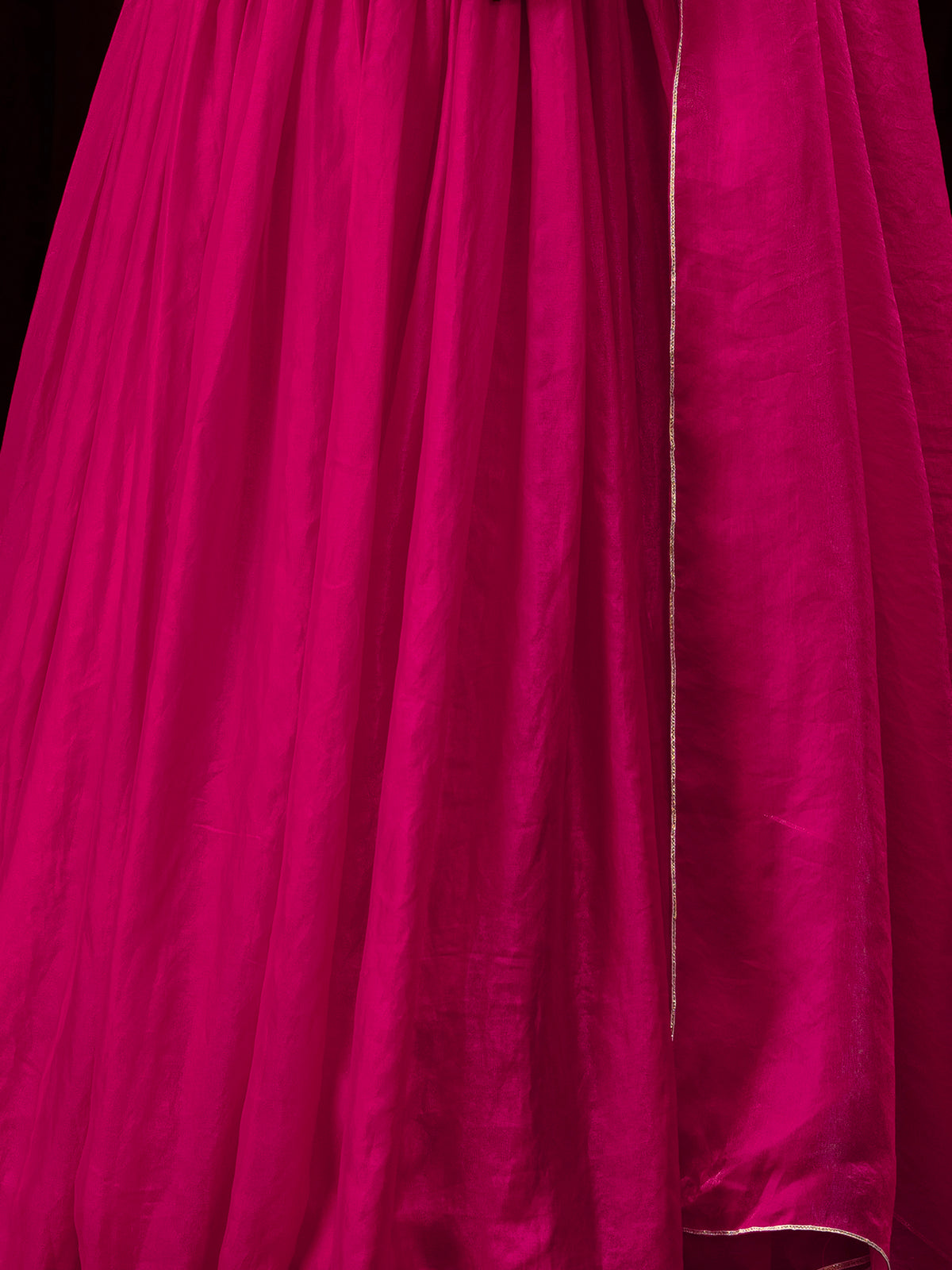 Pink Gold Embellished Sleeveless Flared Lehenga Choli Set