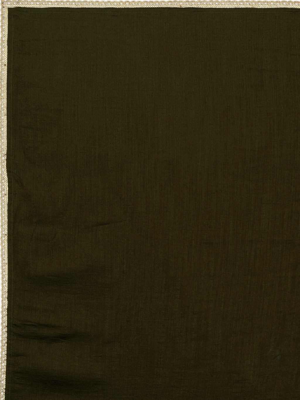 Women Olive Silk Crape Lehengas