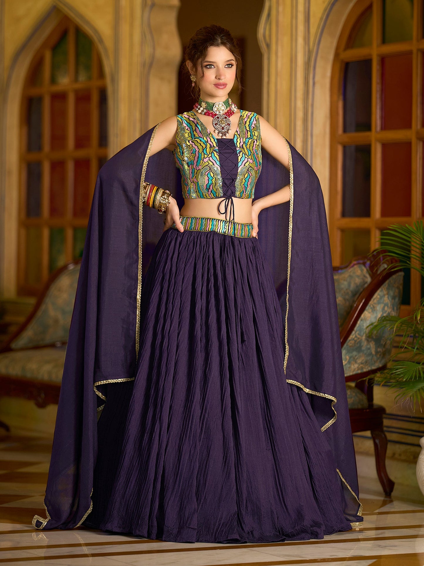 Elina-Wine Wine Lehenga Choli