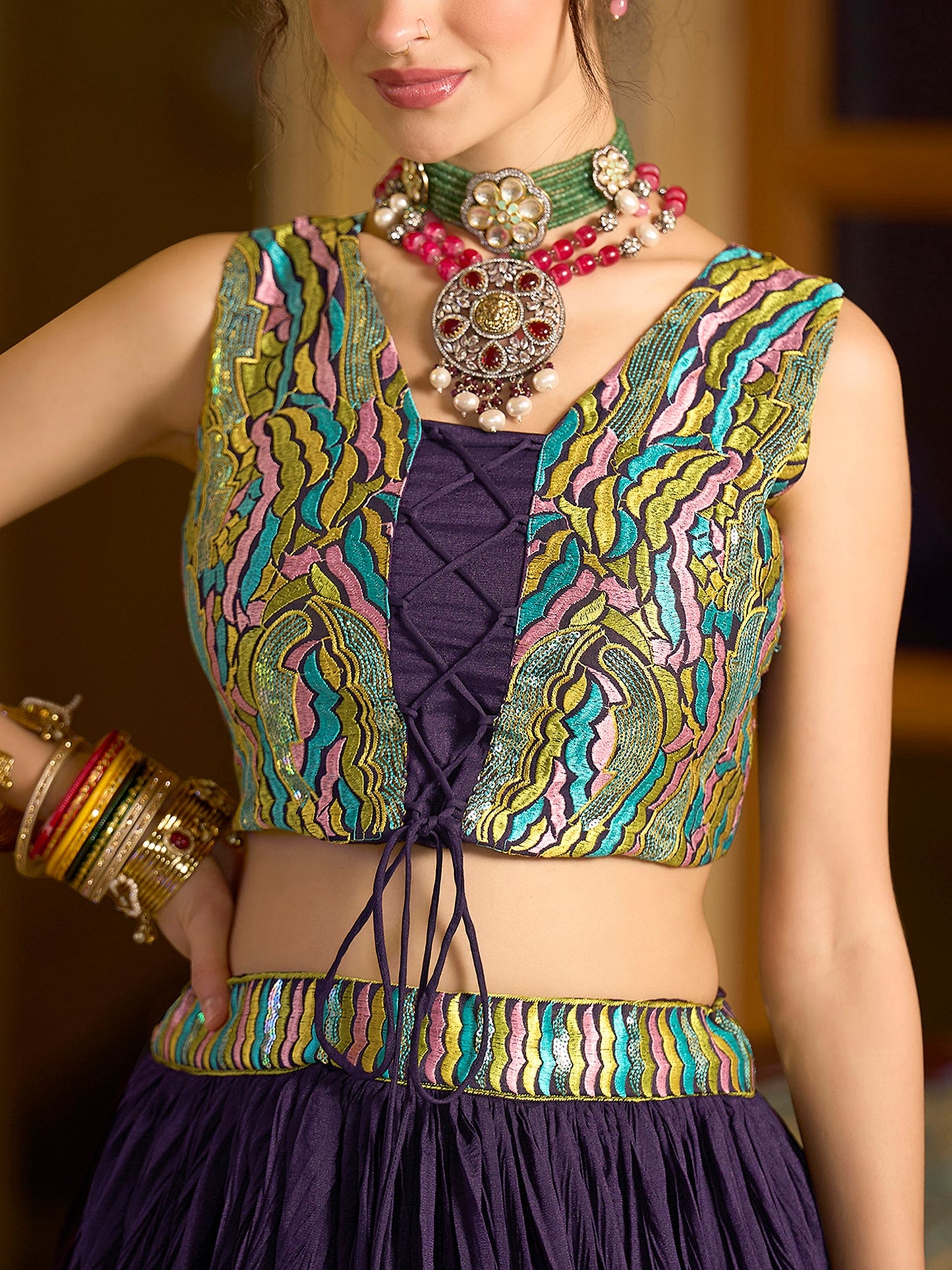 Elina-Wine Wine Lehenga Choli