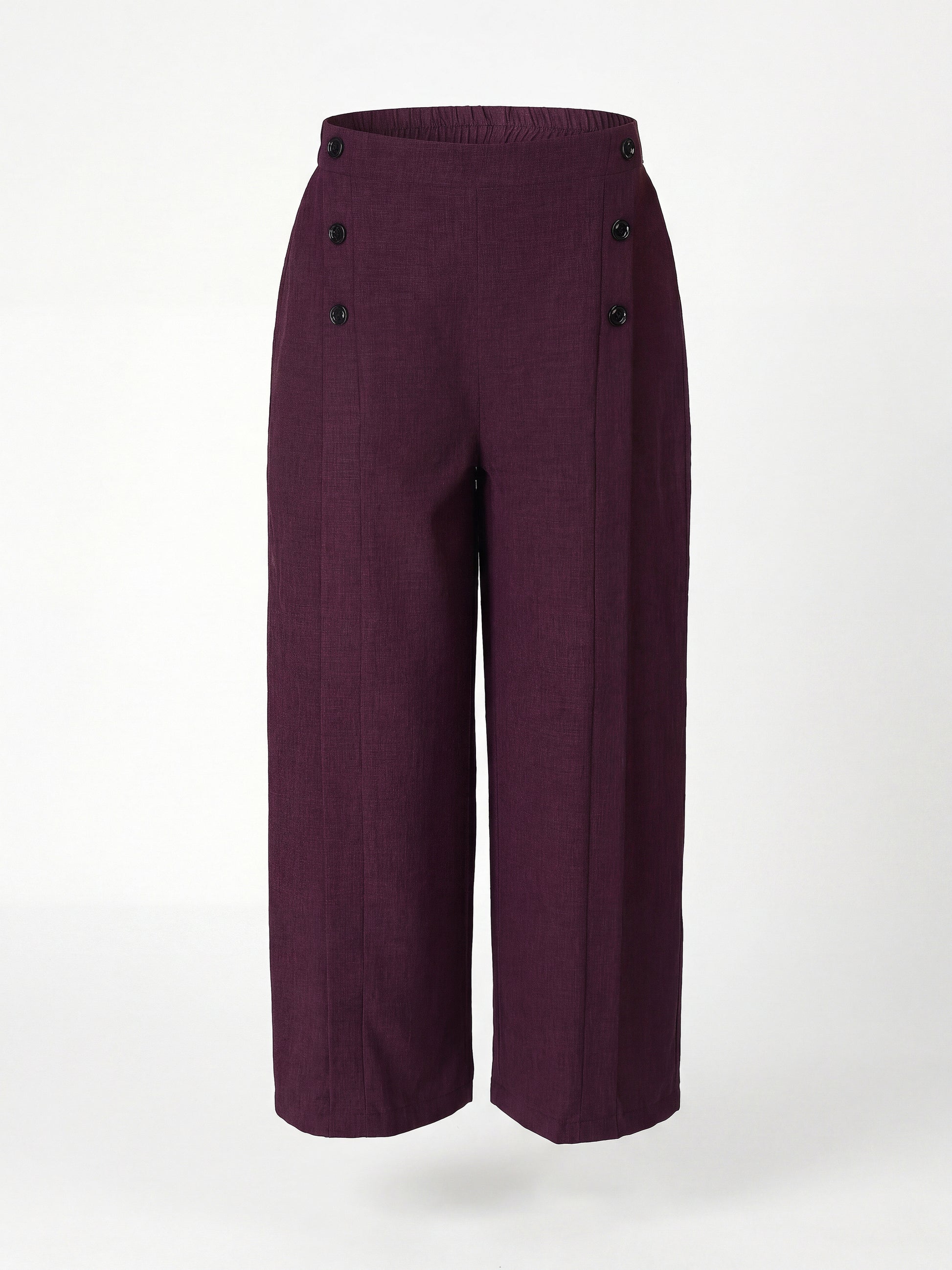 Relaxed Straight Leg Loose Fit Pleated High Rise Solid Trouser
