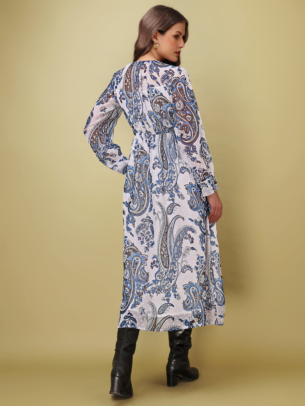 Women's White Casual Midi Calf Length dress