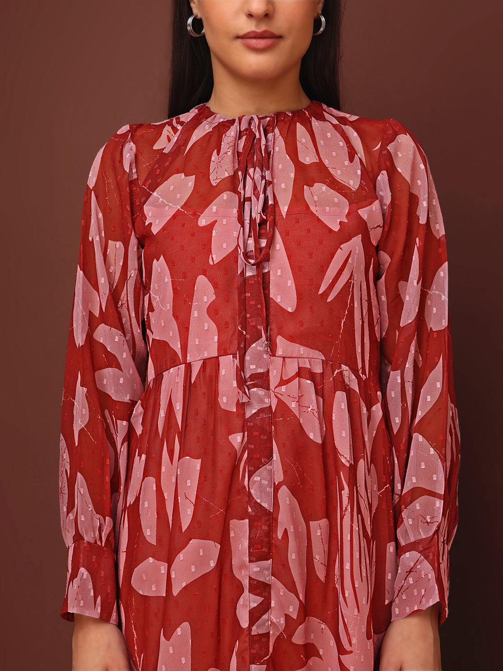 Women's Brown Casual Midi Calf Length dress