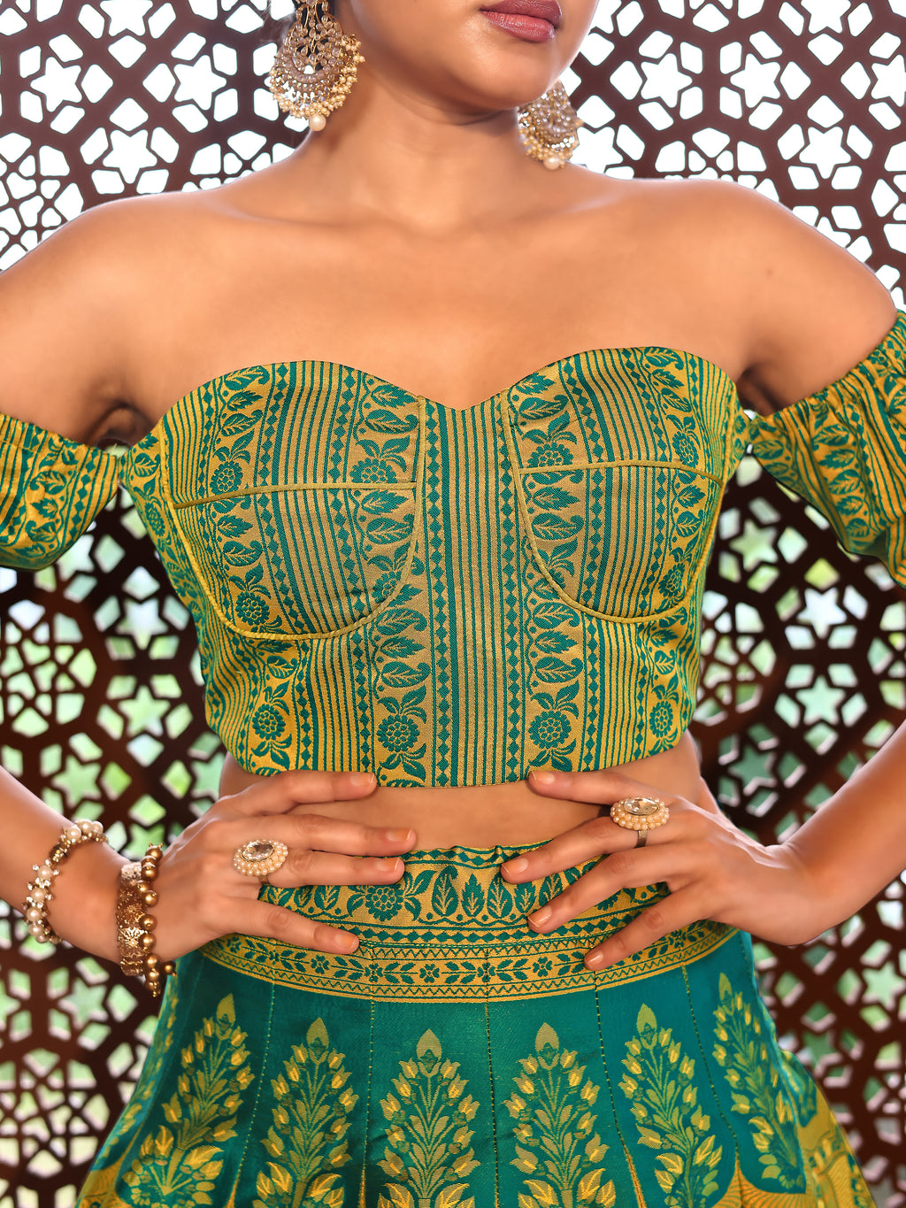 Kanjiwaram With Zari Lime Lehenga Choli