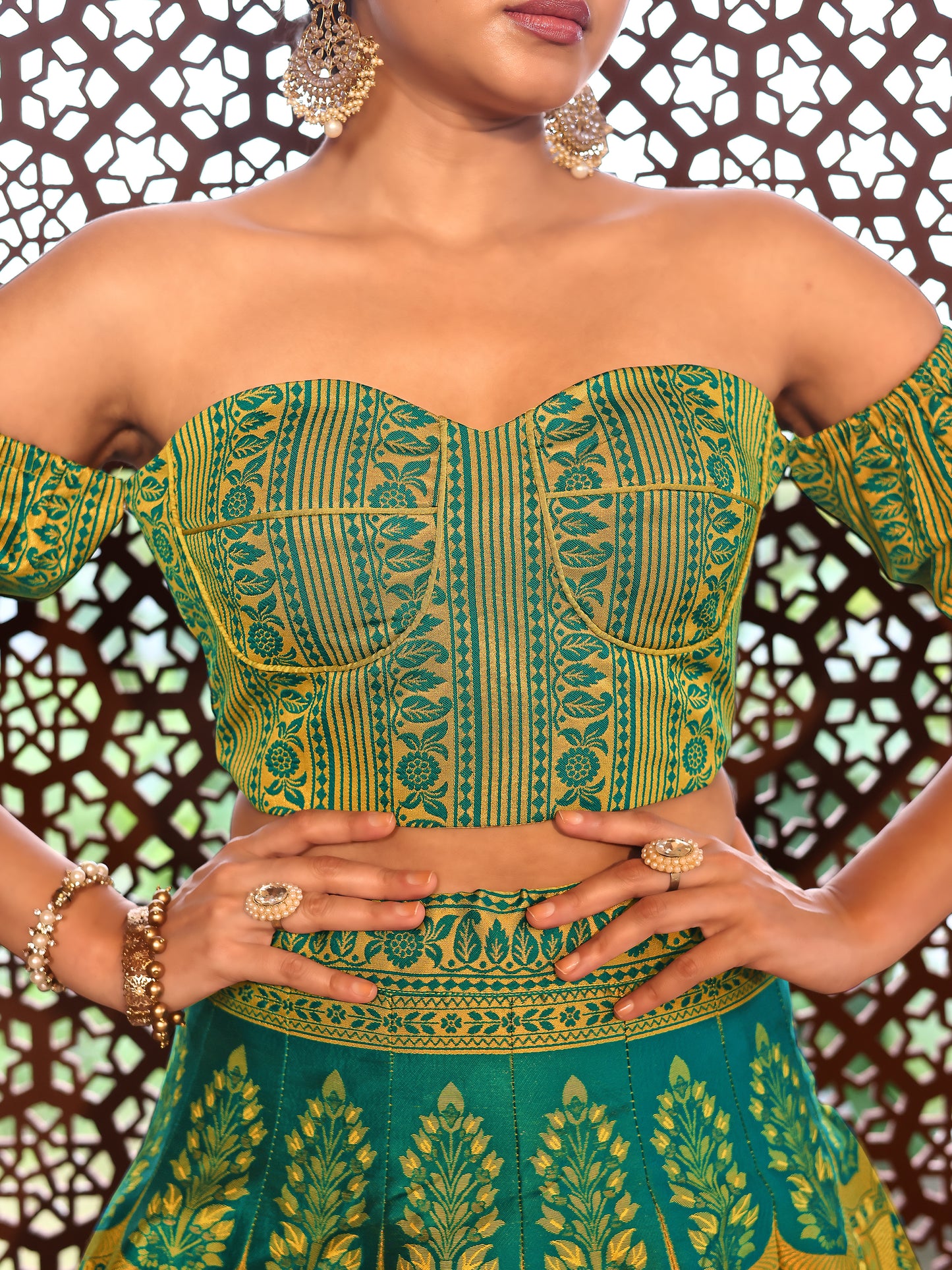 Kanjiwaram With Zari Lime Lehenga Choli