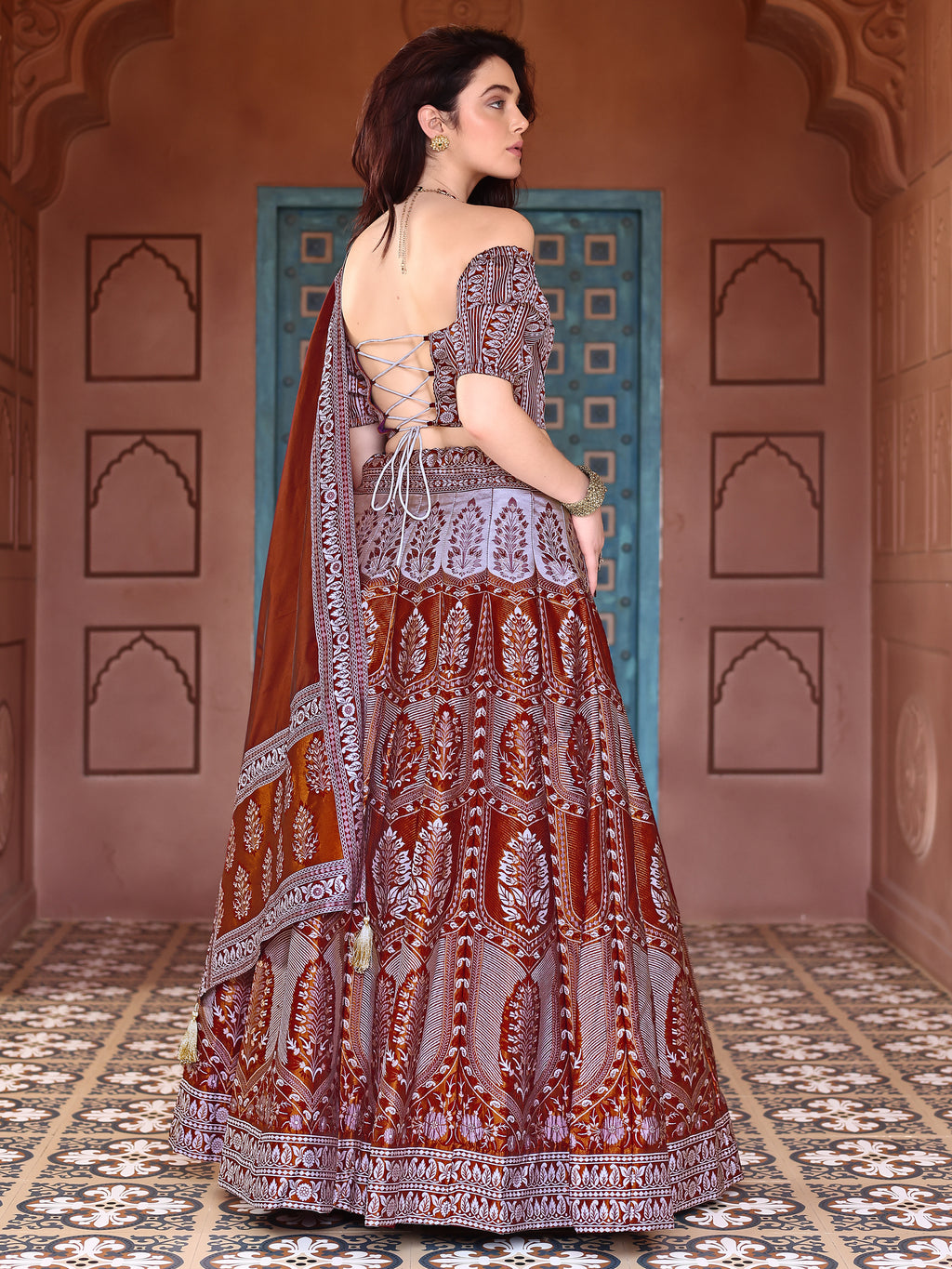 Kanjiwaram With Zari Maroon Lehenga Choli