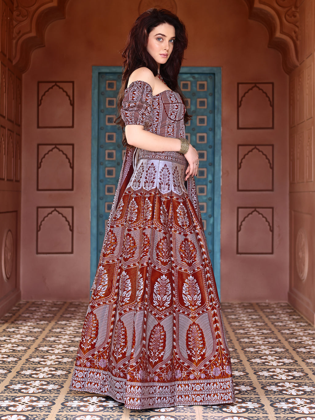 Kanjiwaram With Zari Maroon Lehenga Choli