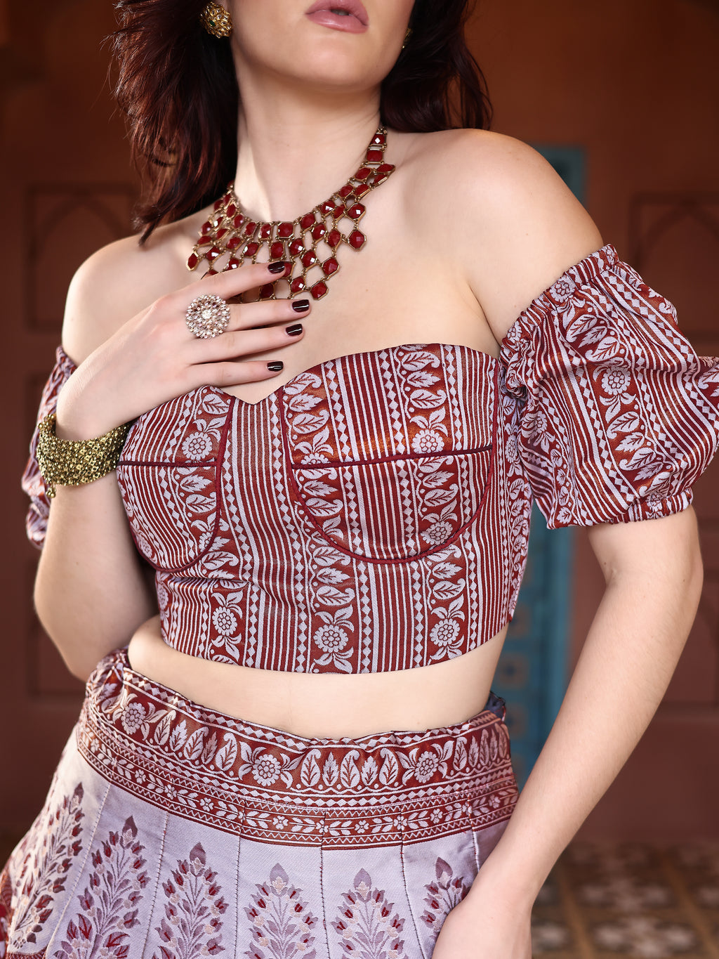 Kanjiwaram With Zari Maroon Lehenga Choli