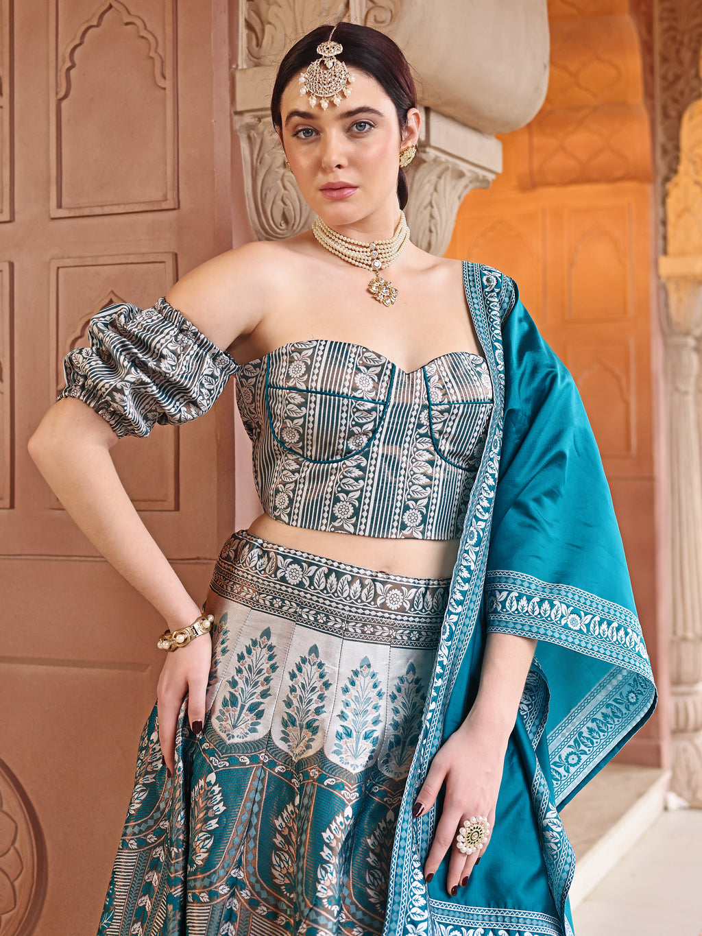 Kanjiwaram With Zari Rama Lehenga Choli