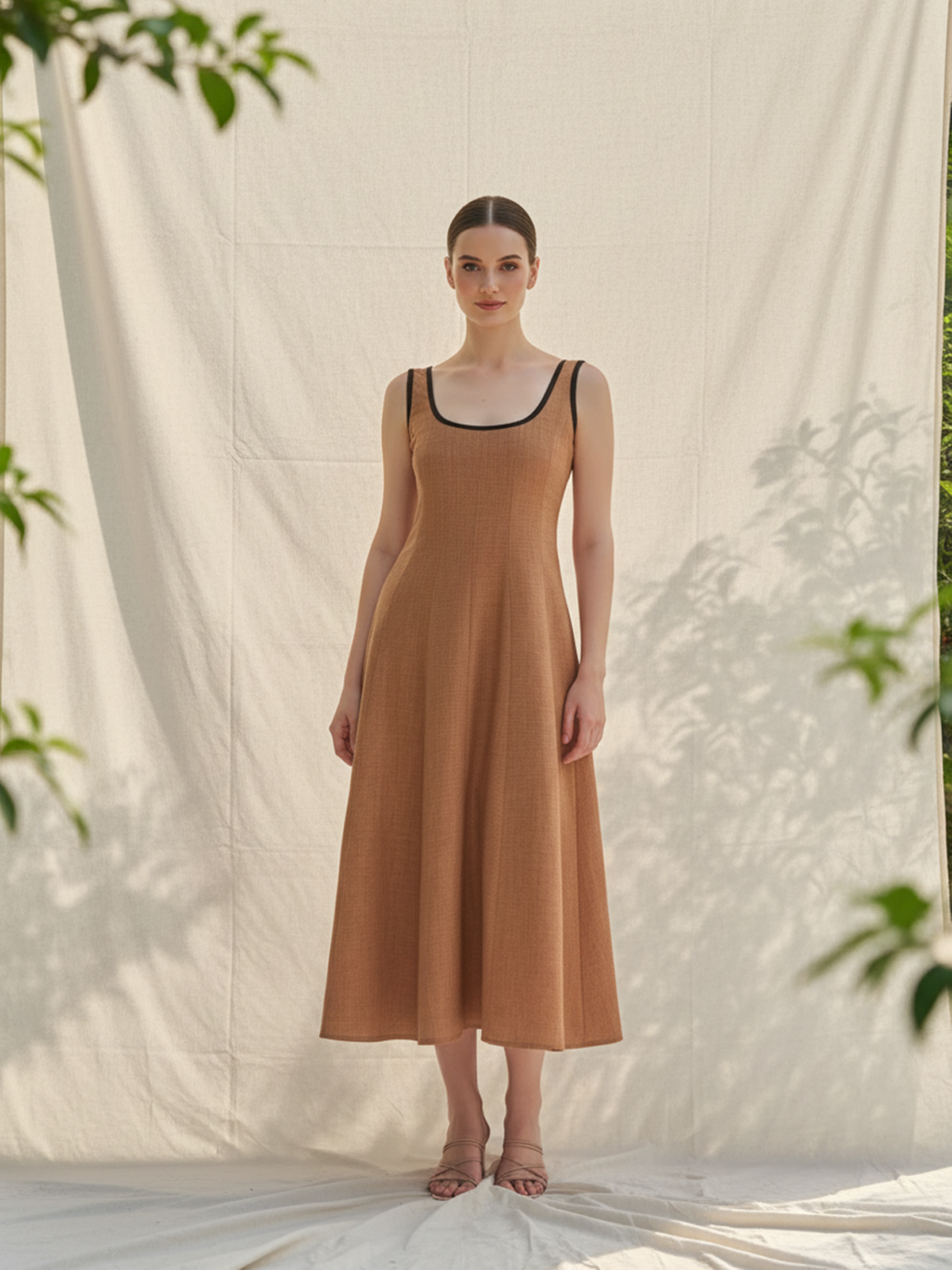 Maxi Length Solid Sleeveless Dress