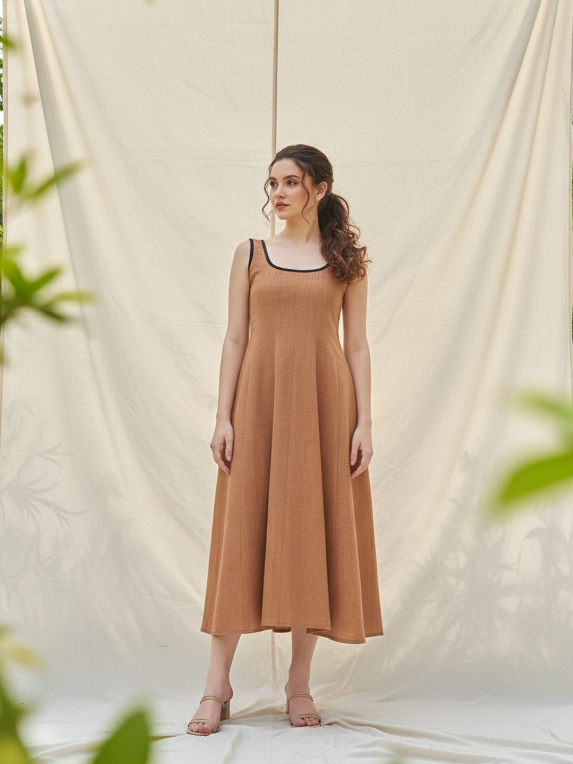 Women's Solid Brown Dress