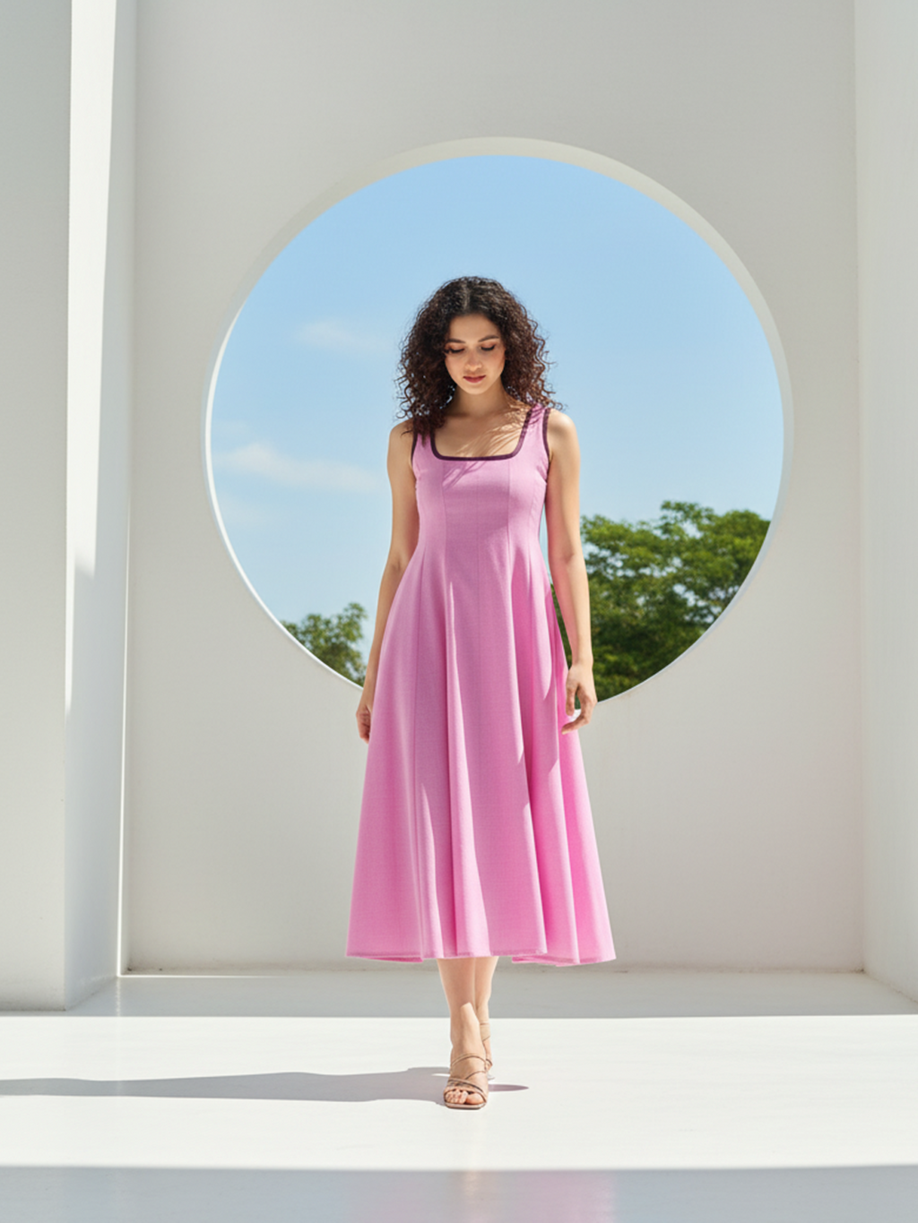 Maxi Length Solid Sleeveless Dress