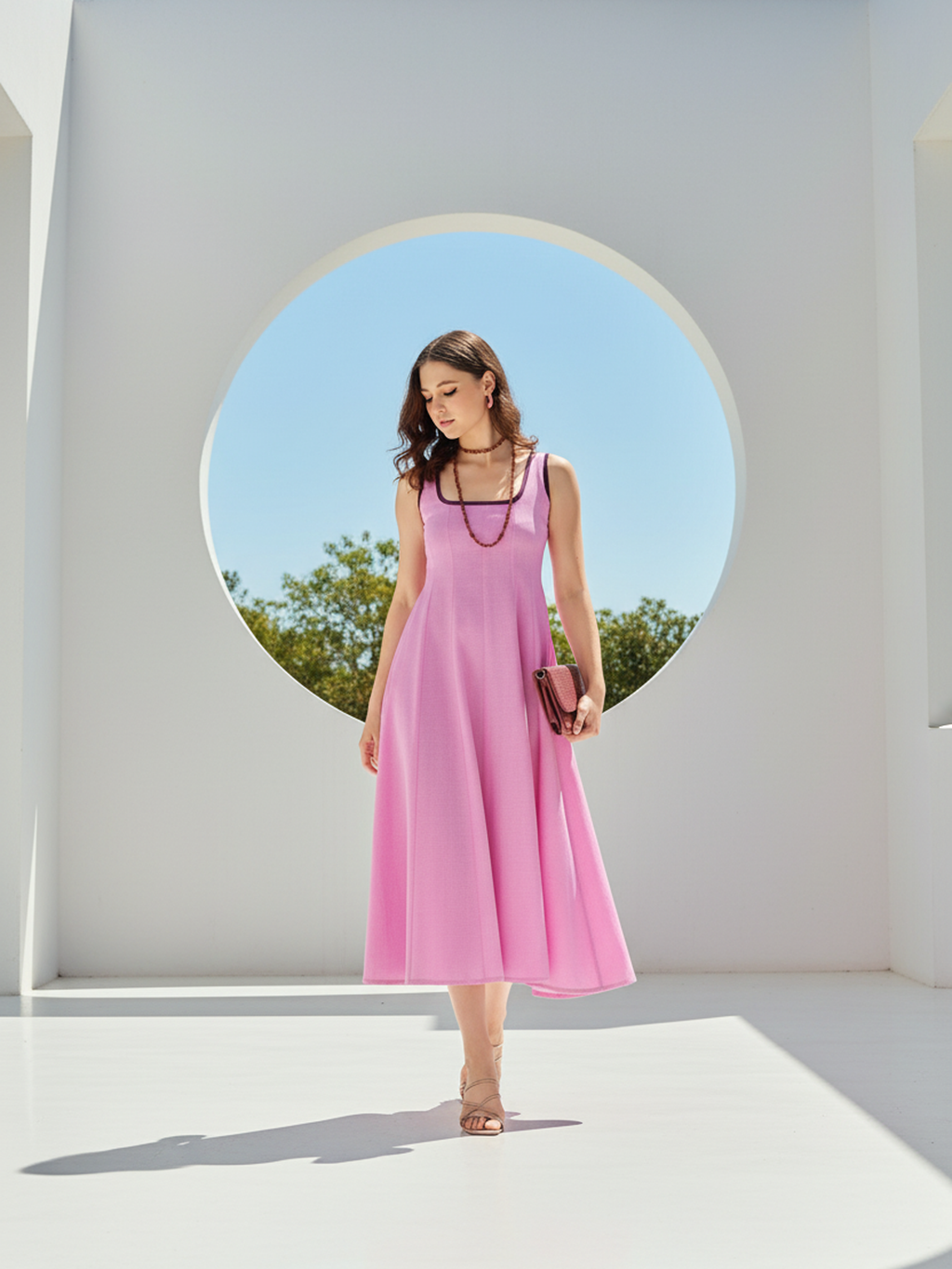 Maxi Length Solid Sleeveless Dress