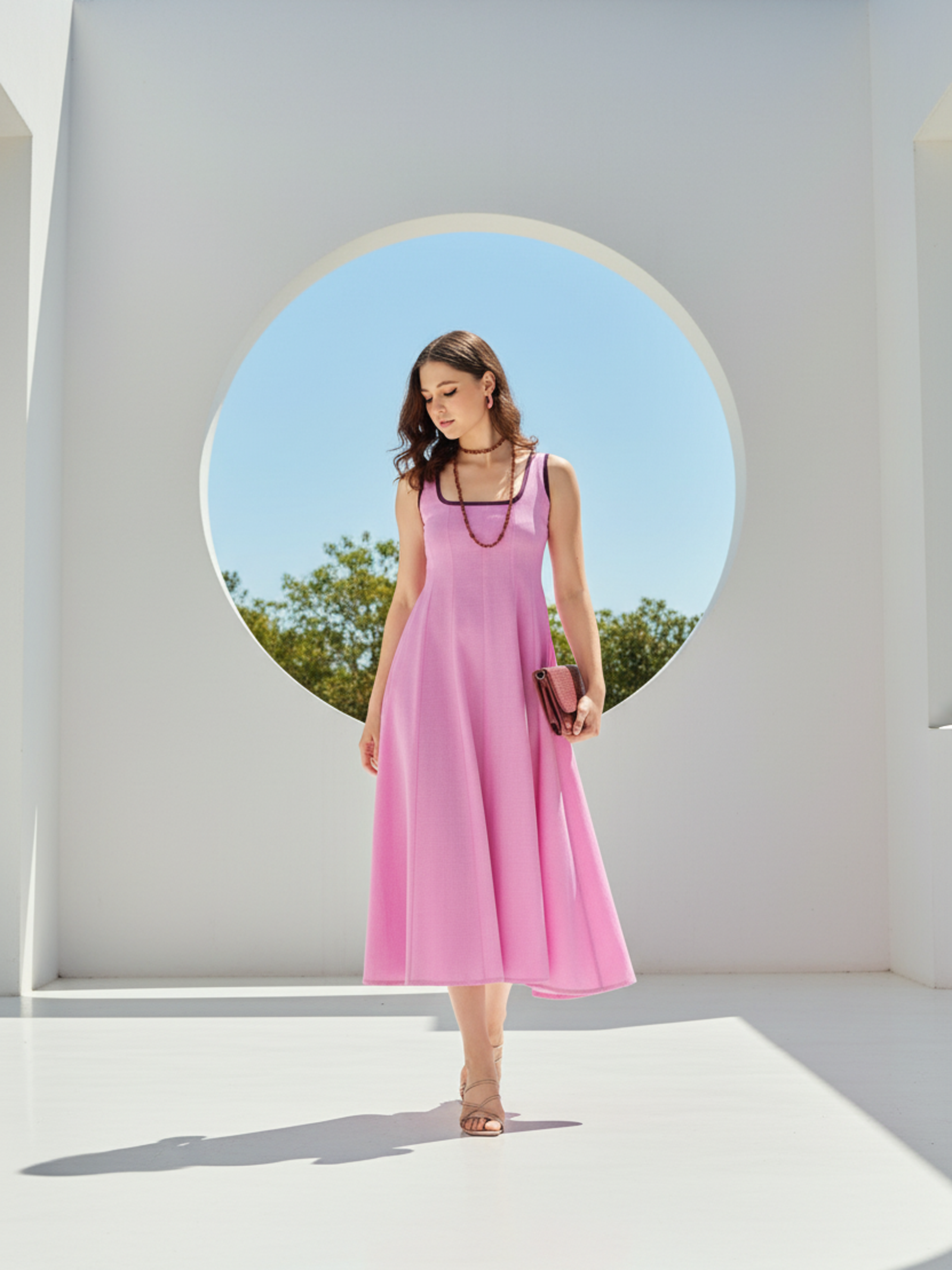 Women's Solid Pink Dress