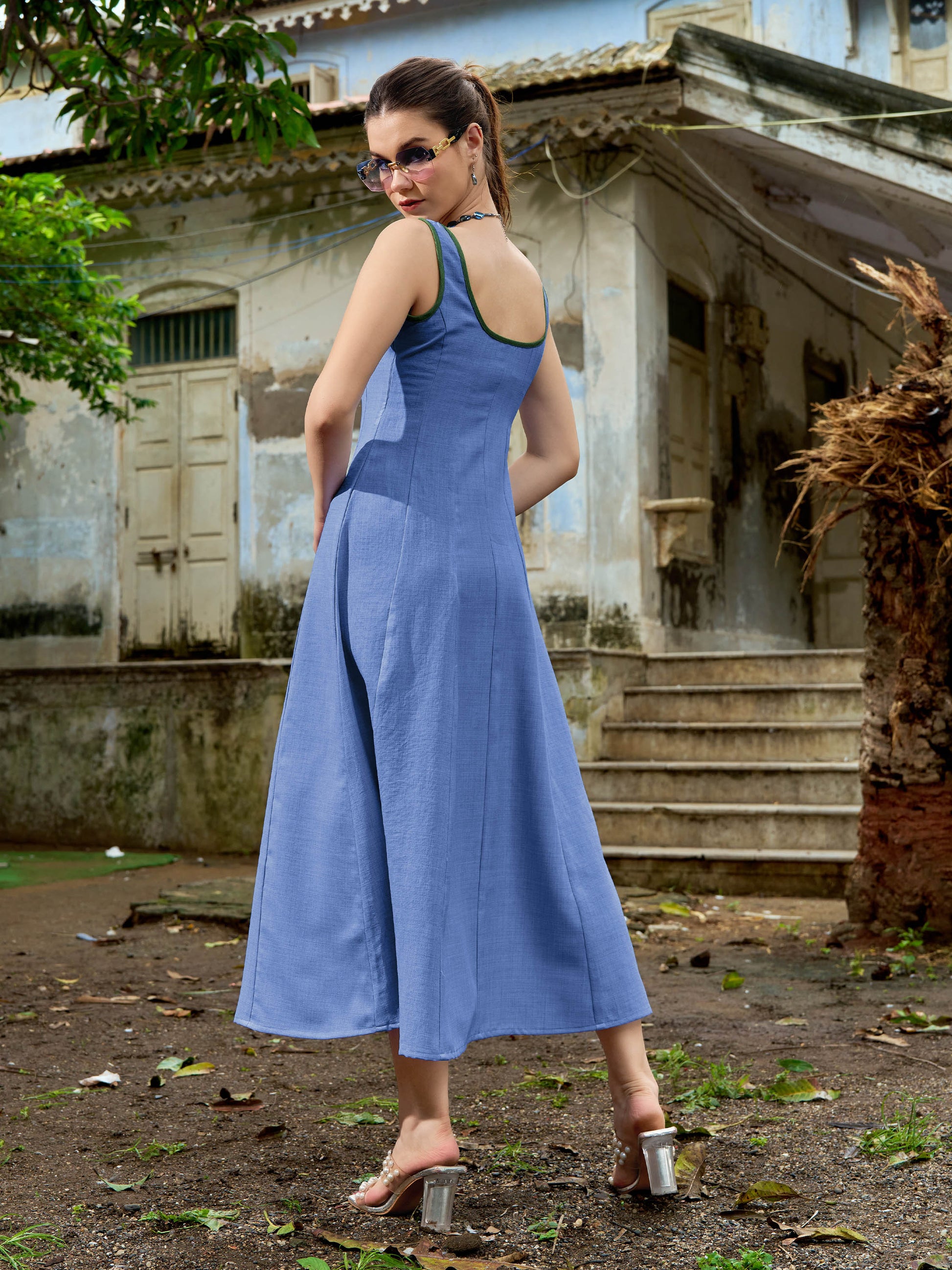 Women's Solid blue Dress