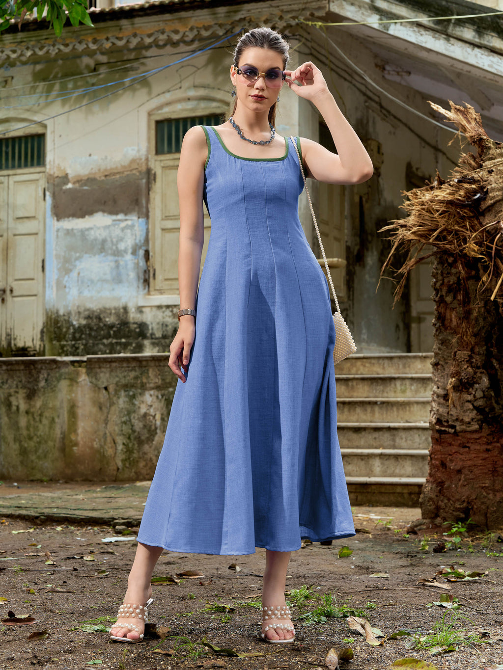 Women's Solid blue Dress