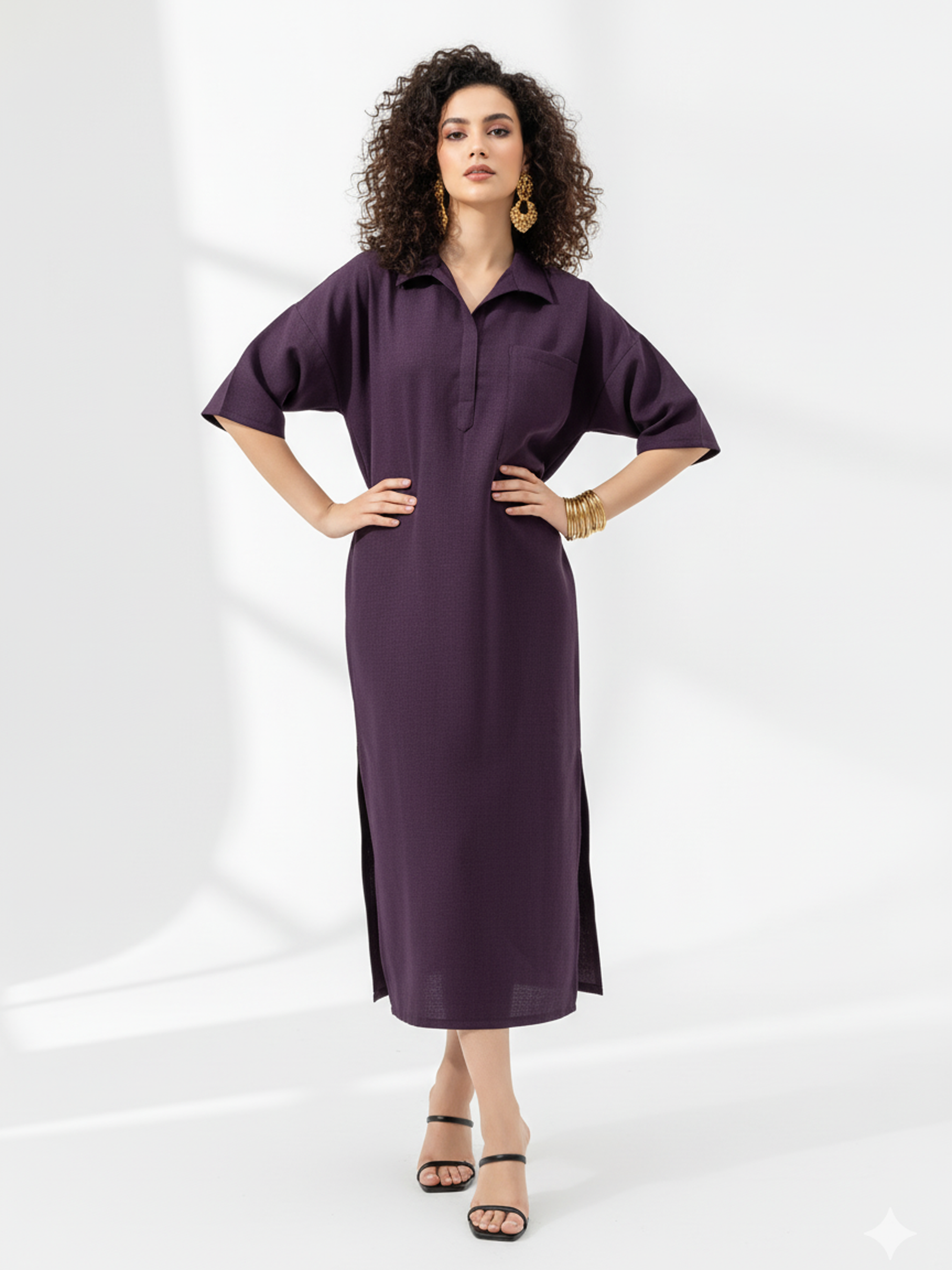 Women's Flared Wine Dress