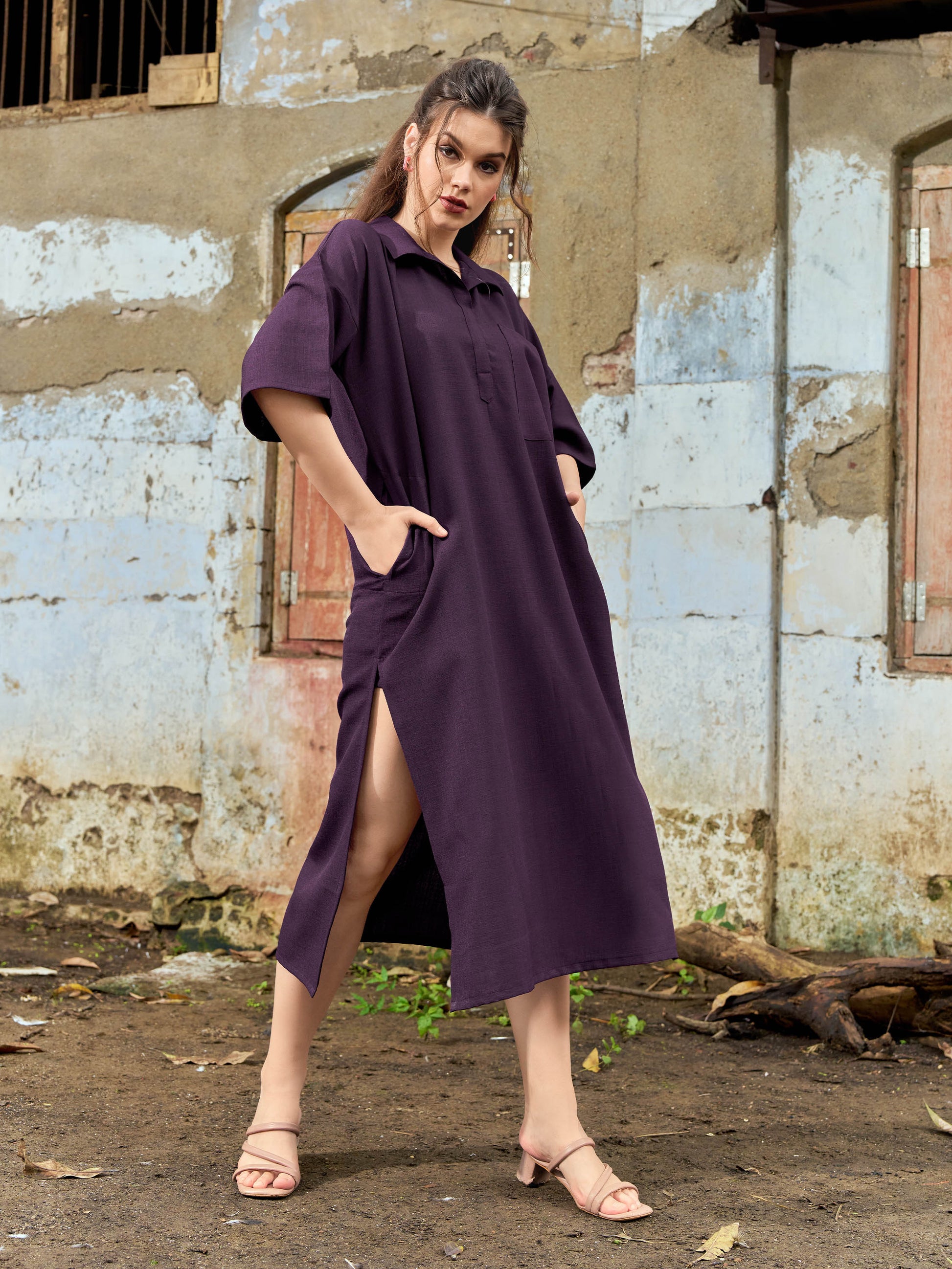 Women's Flared Wine Dress