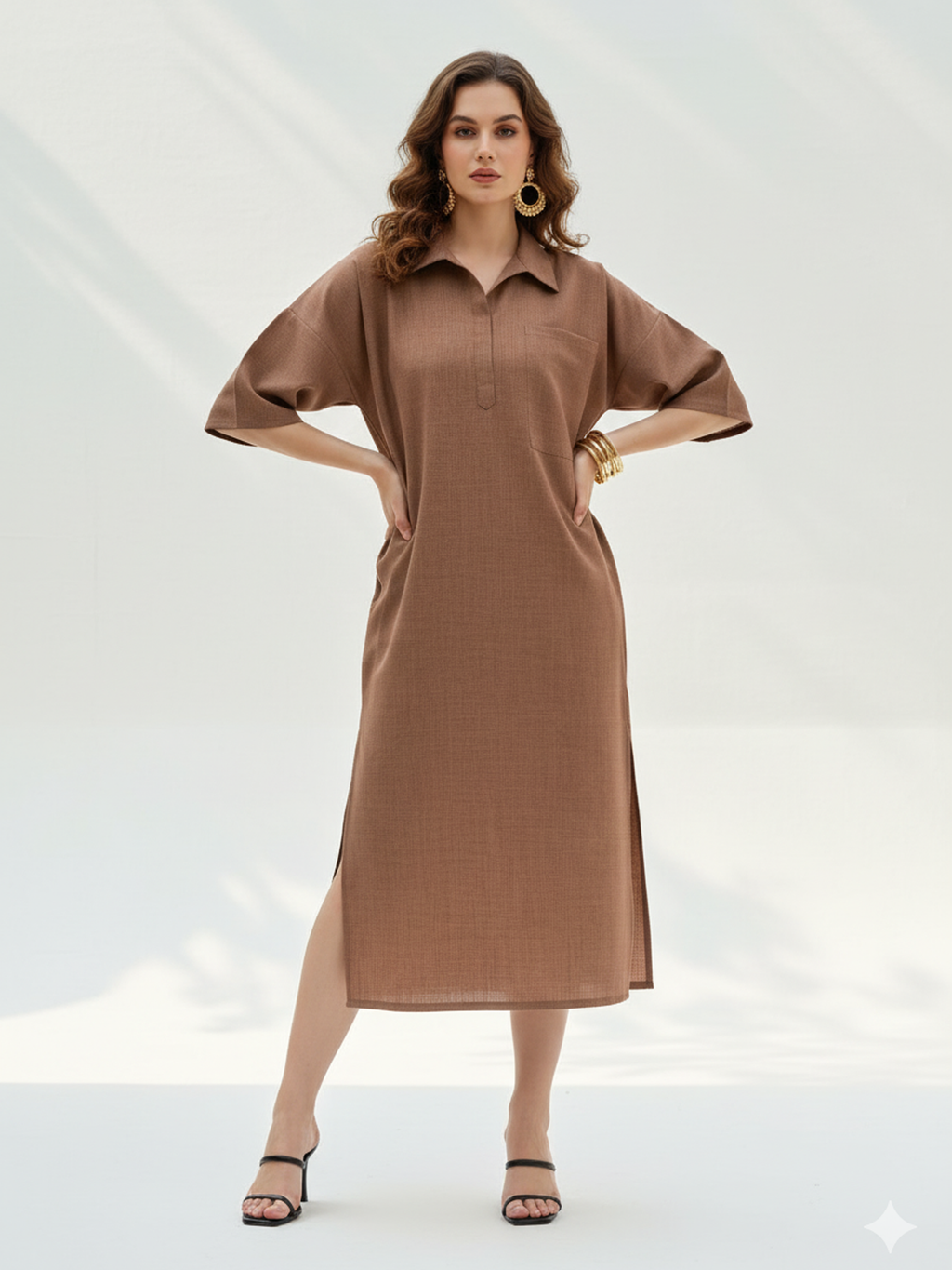 Women's Flared Brown Dress