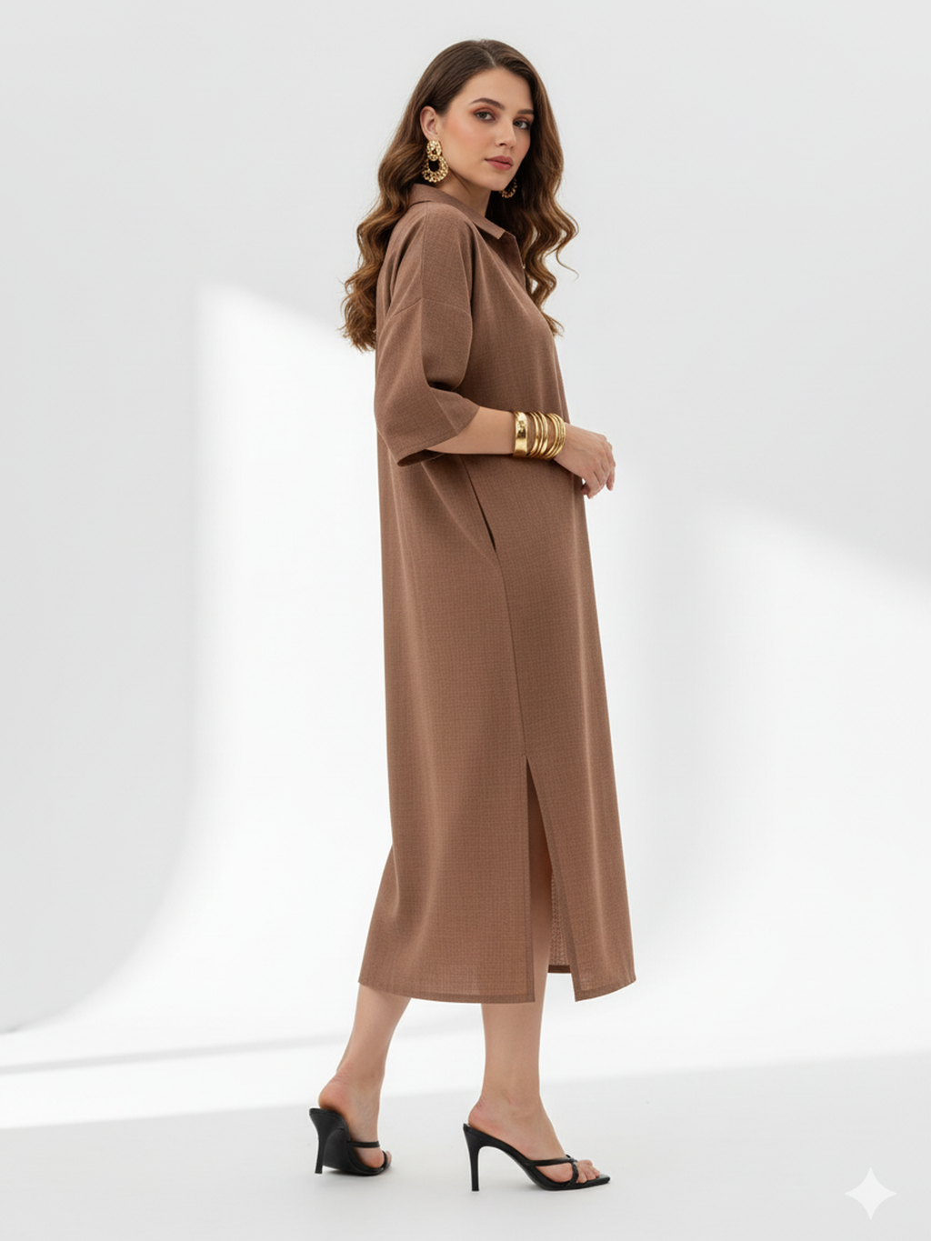 Women's Flared Brown Dress