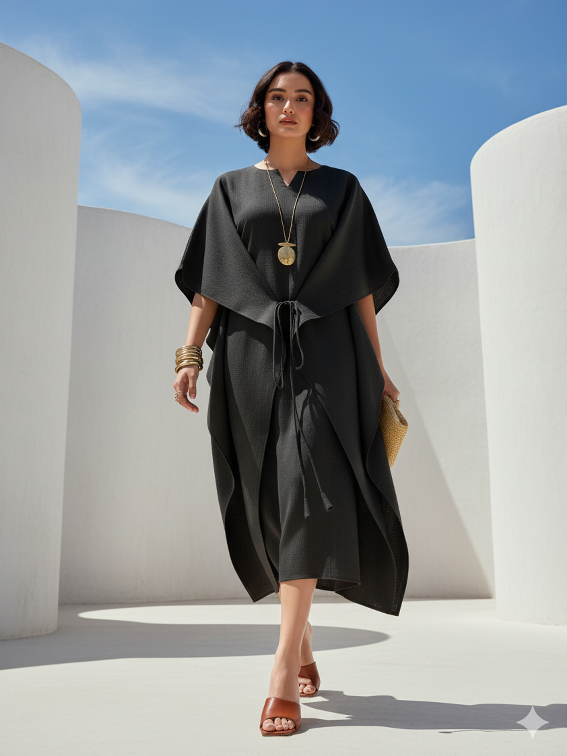 Women's Solid Midi Coco Dress