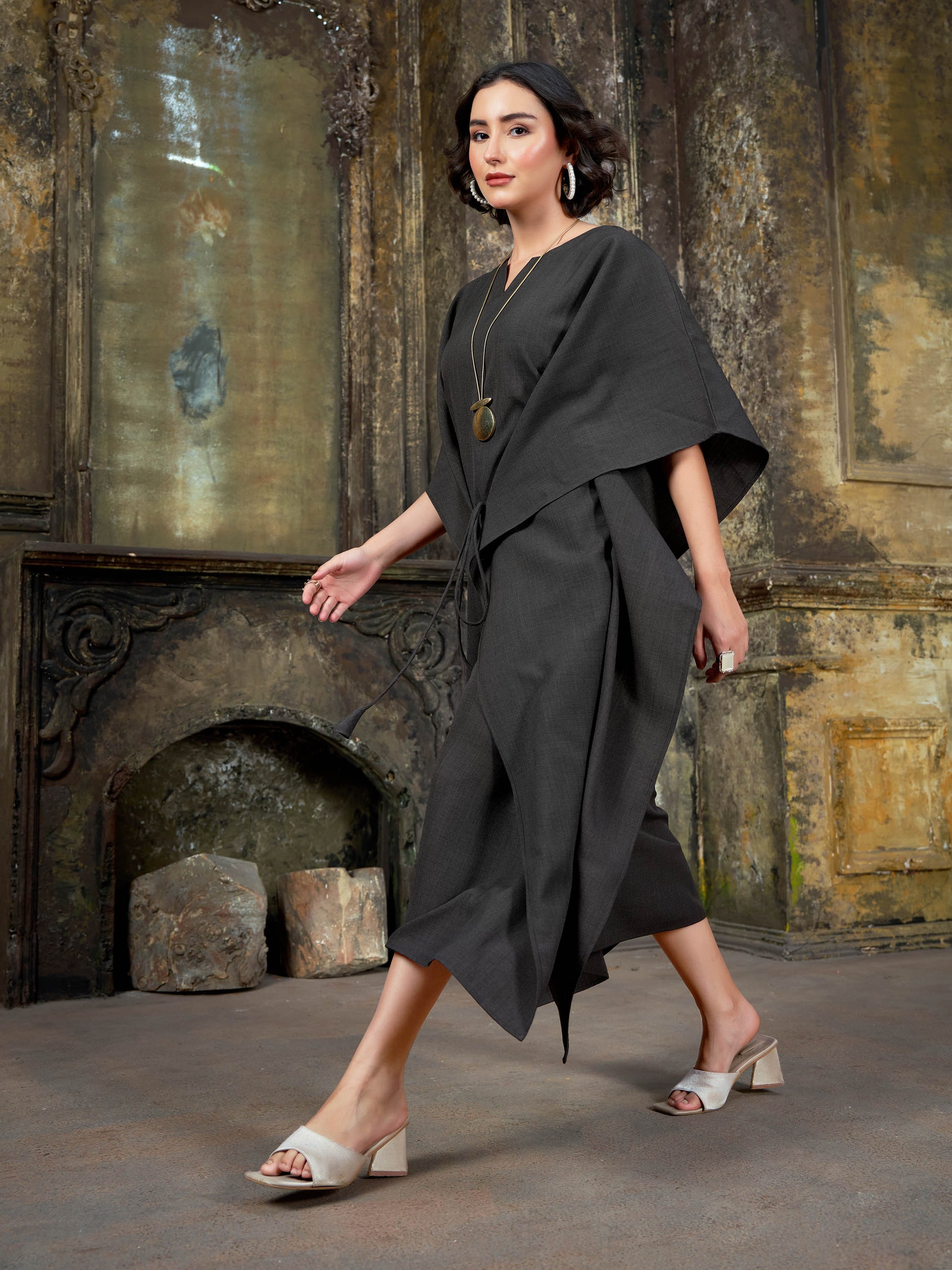 Women's Solid Midi Coco Dress