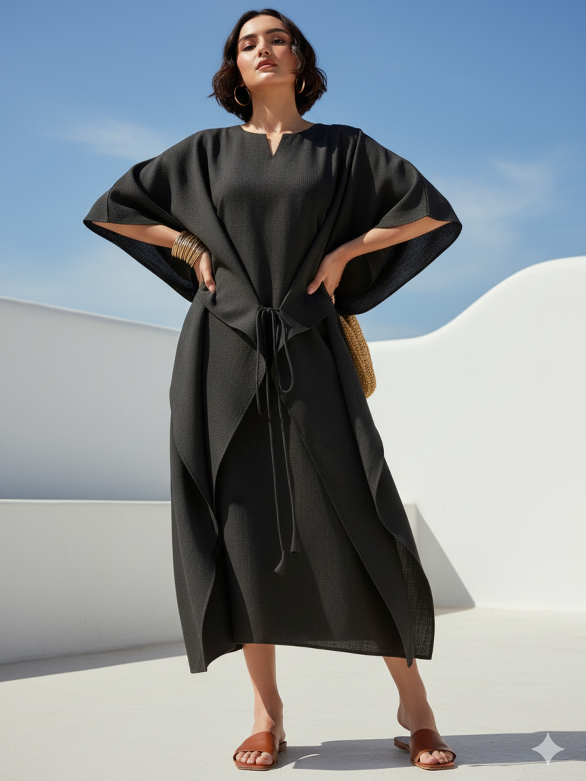 Women's Solid Midi Coco Dress