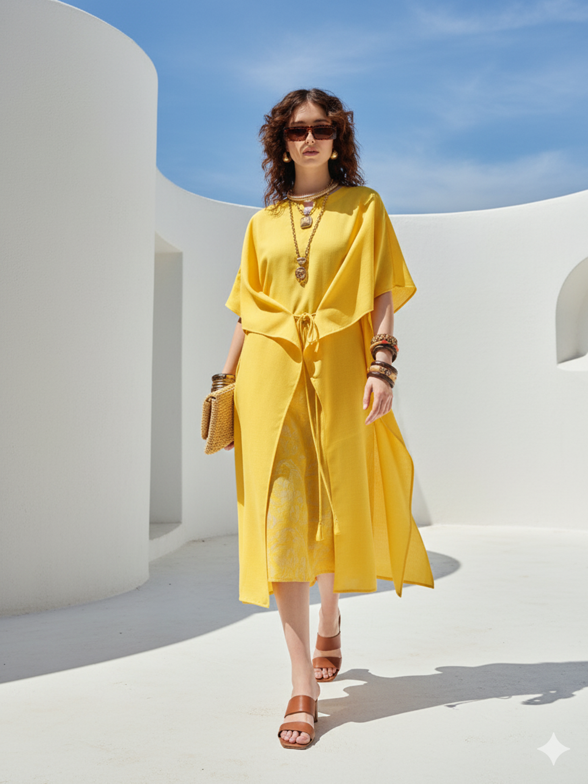 Women's Solid Yellow Wine Dress