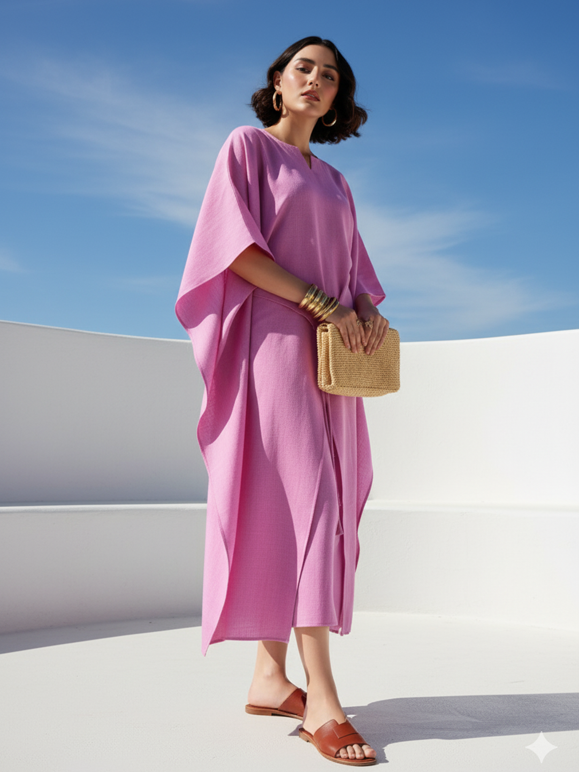 Women's Solid Midi Pink Dress