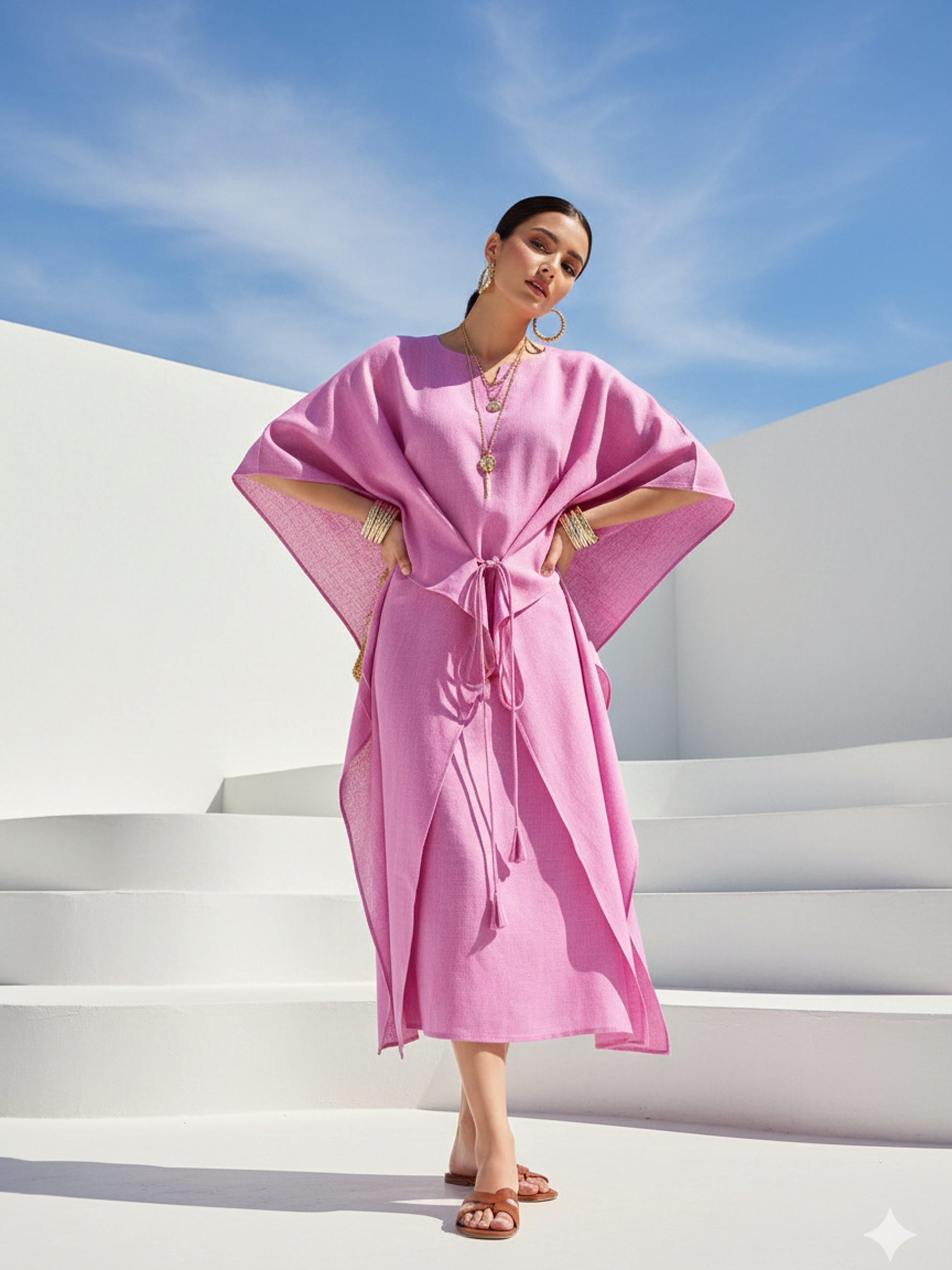 Women's Solid Midi Pink Dress