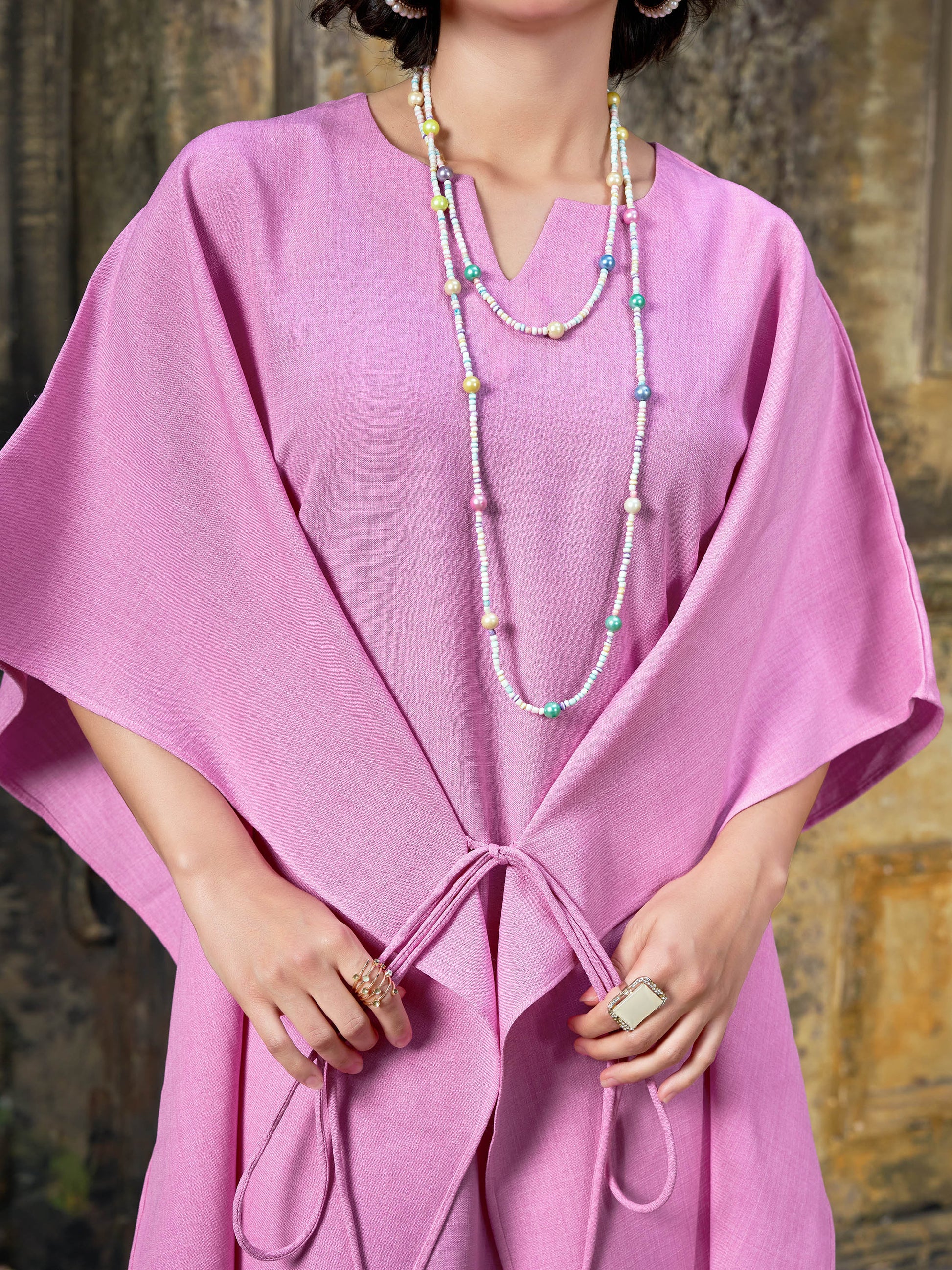 Women's Solid Midi Pink Dress