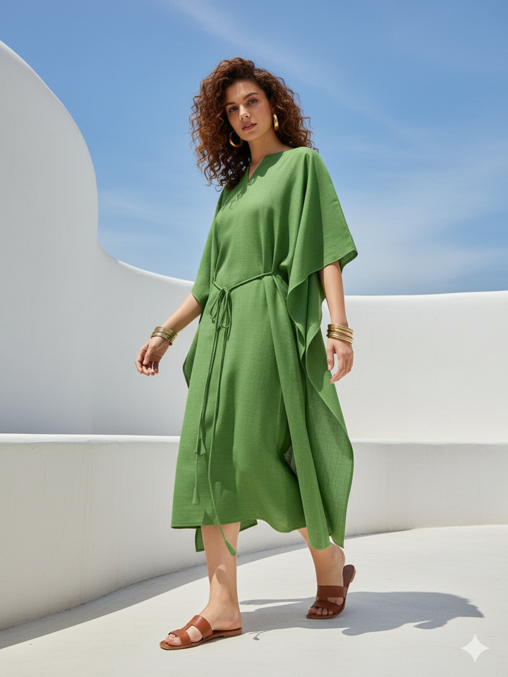 Women's Solid Midi Green Dress