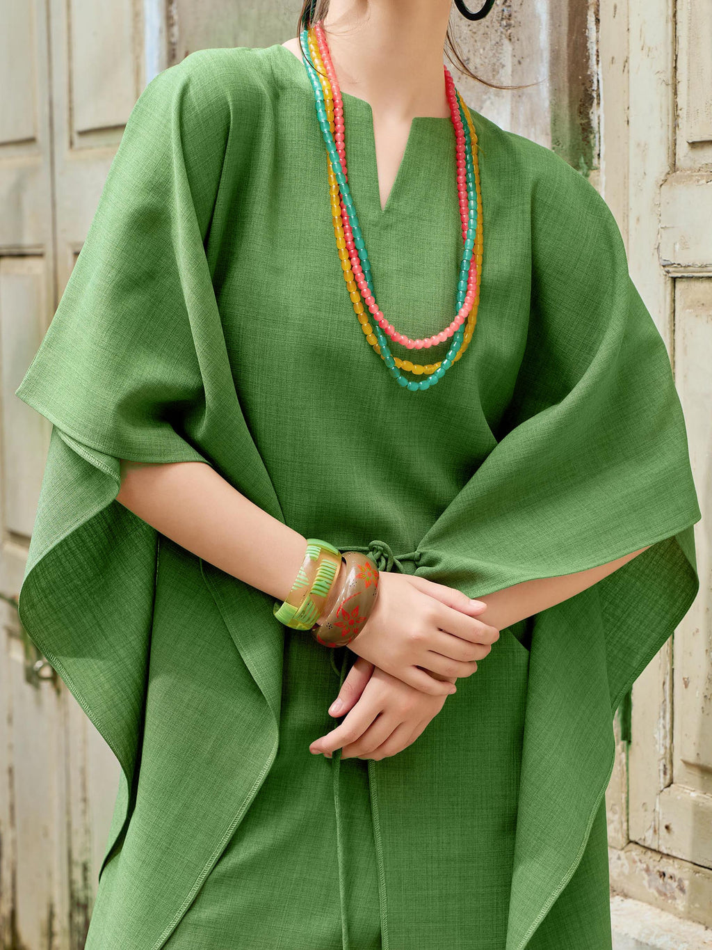 Women's Solid Midi Green Dress