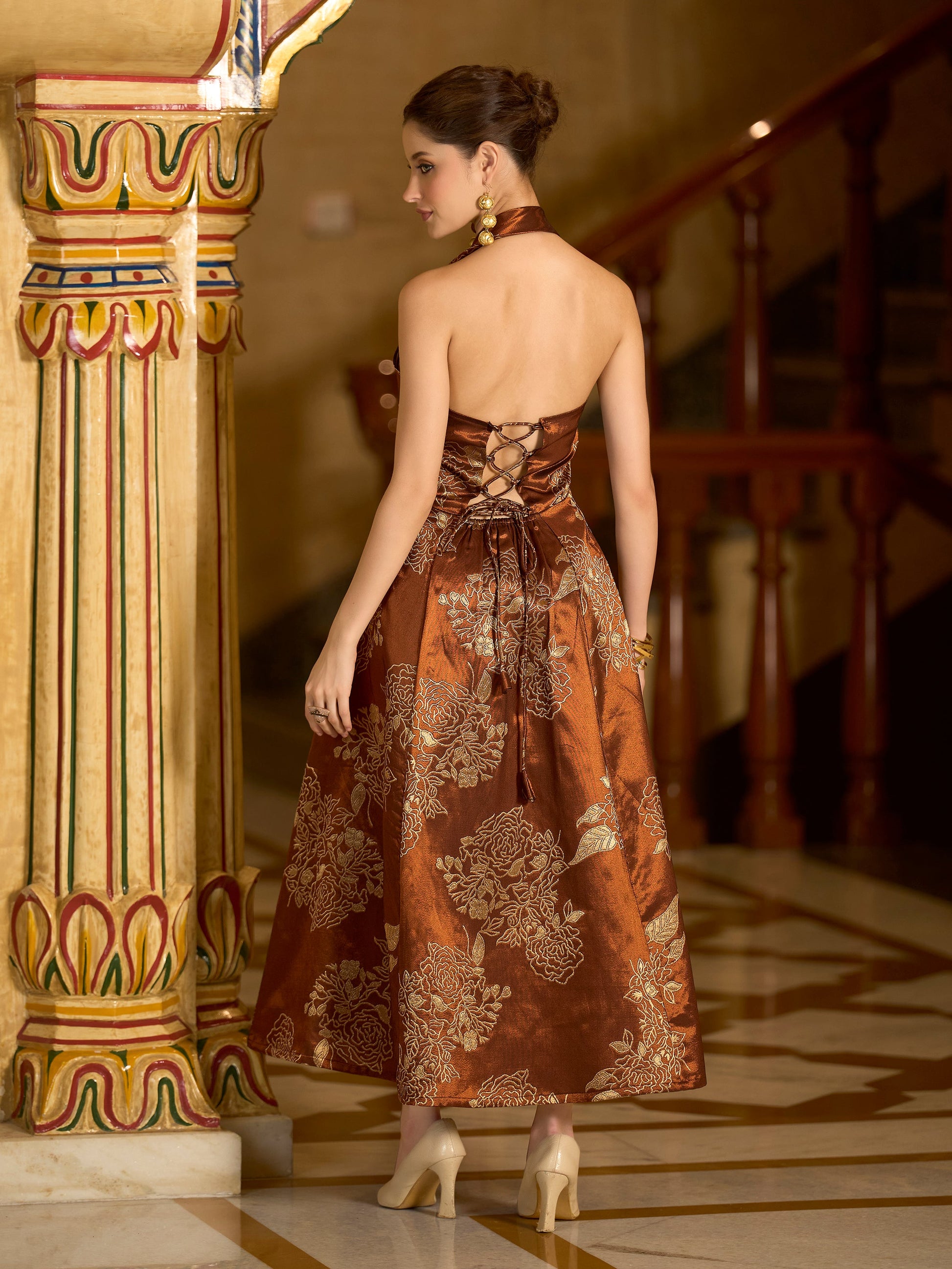 Embllished Midi Length Sleeveless dress