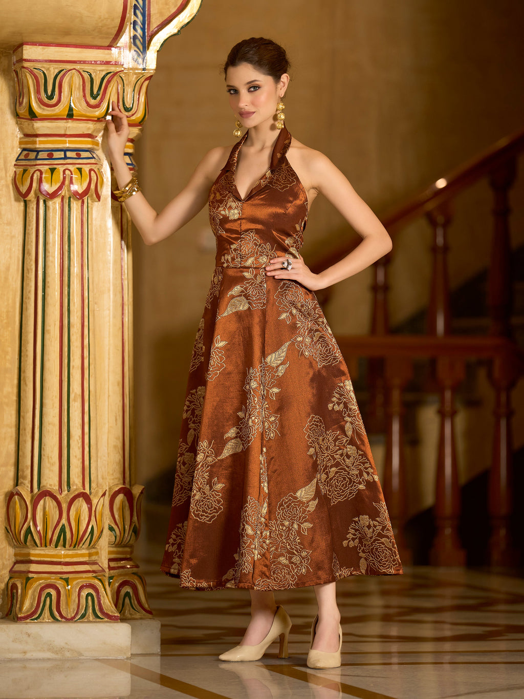 Embllished Midi Length Sleeveless dress