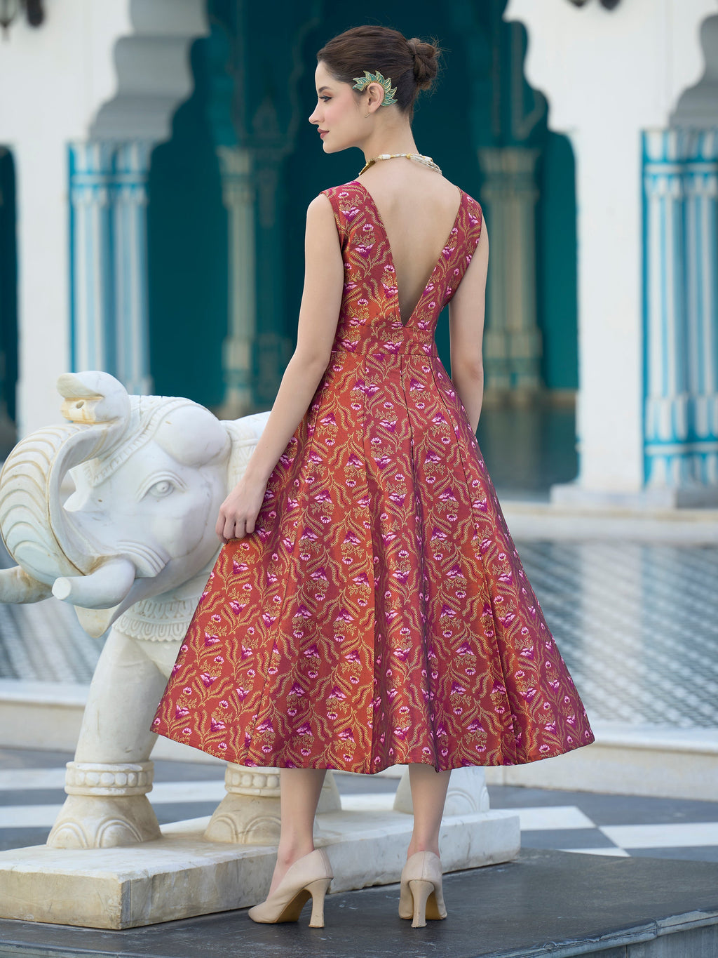 Midi length Sleeveless Embellished Dress