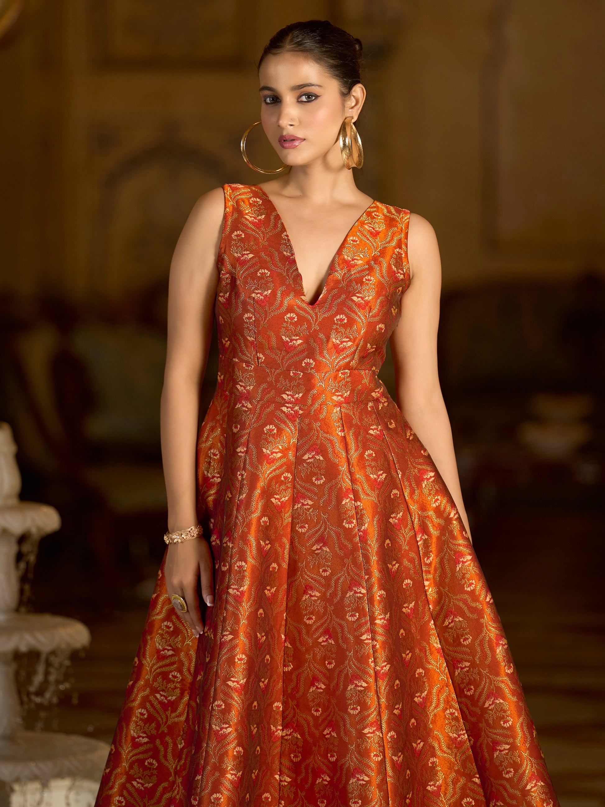 Midi length Sleeveless Embellished Dress