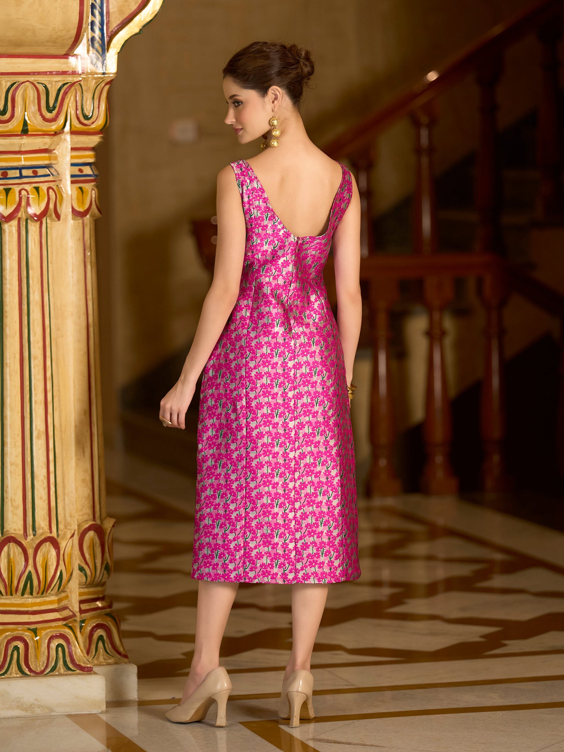 Sleeveless Midi Length Embellished Dress