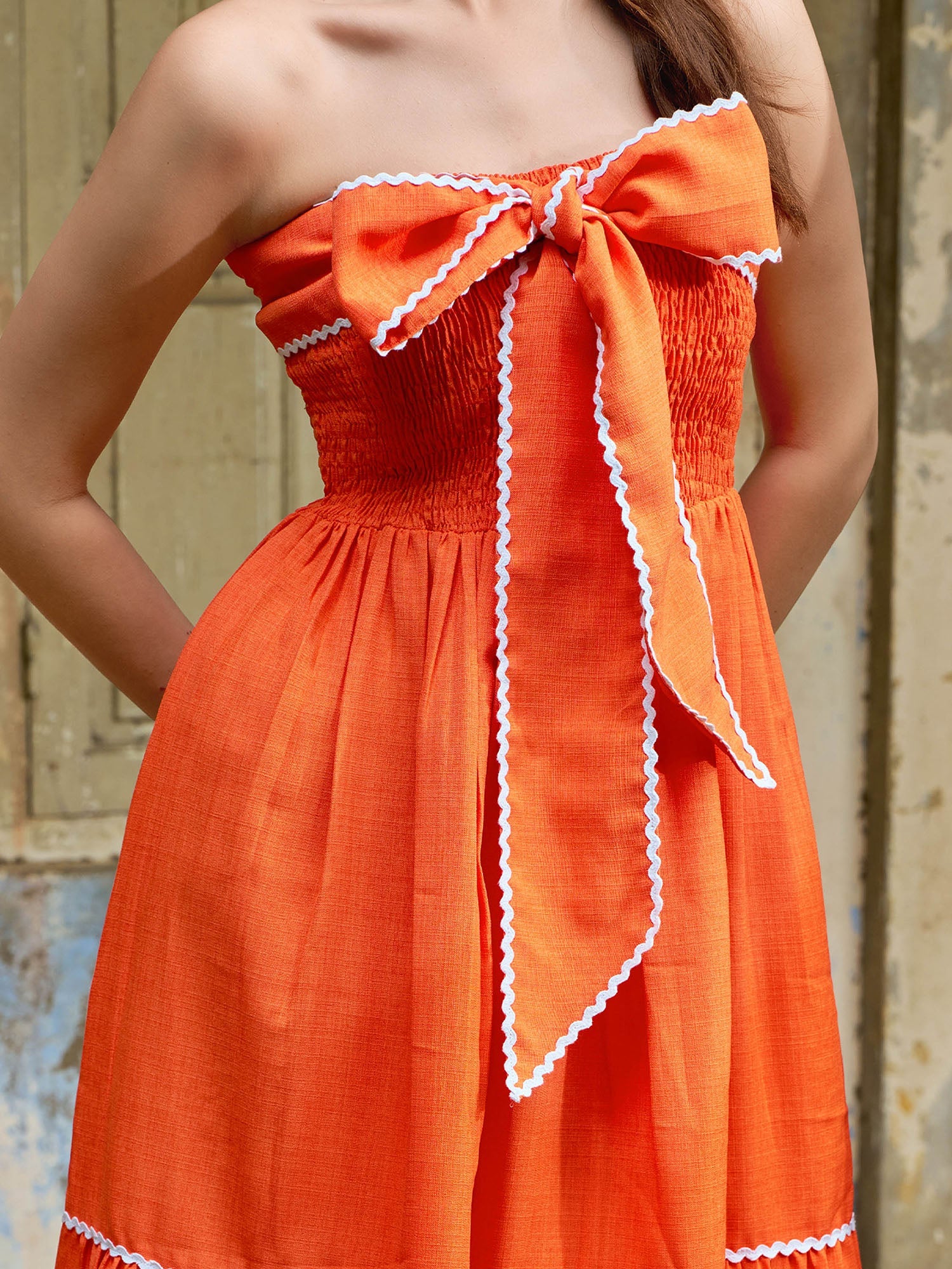 Women's Strapless Midi Sleeveless Off Shoulder Solid Dress