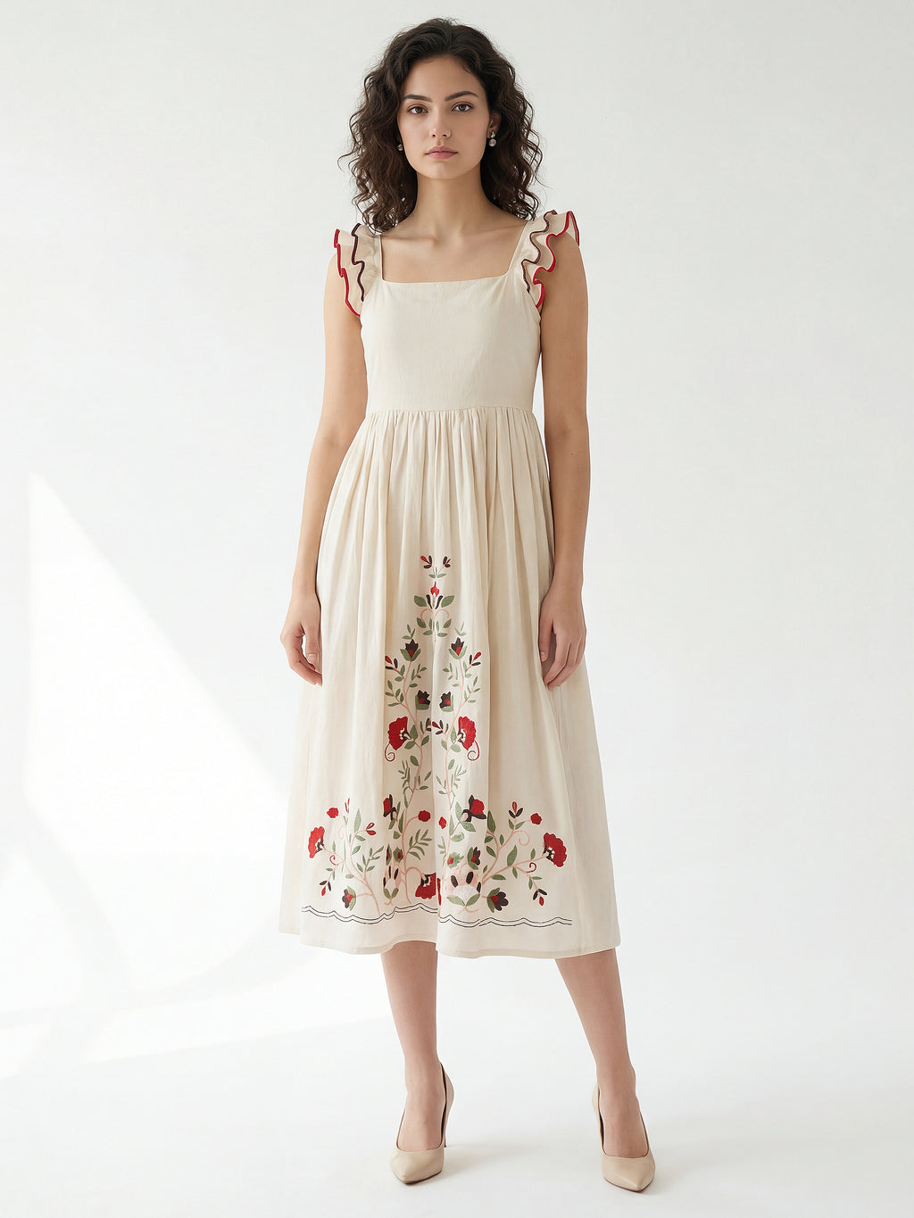 Fit & Flared Midi Sleeveless Dress