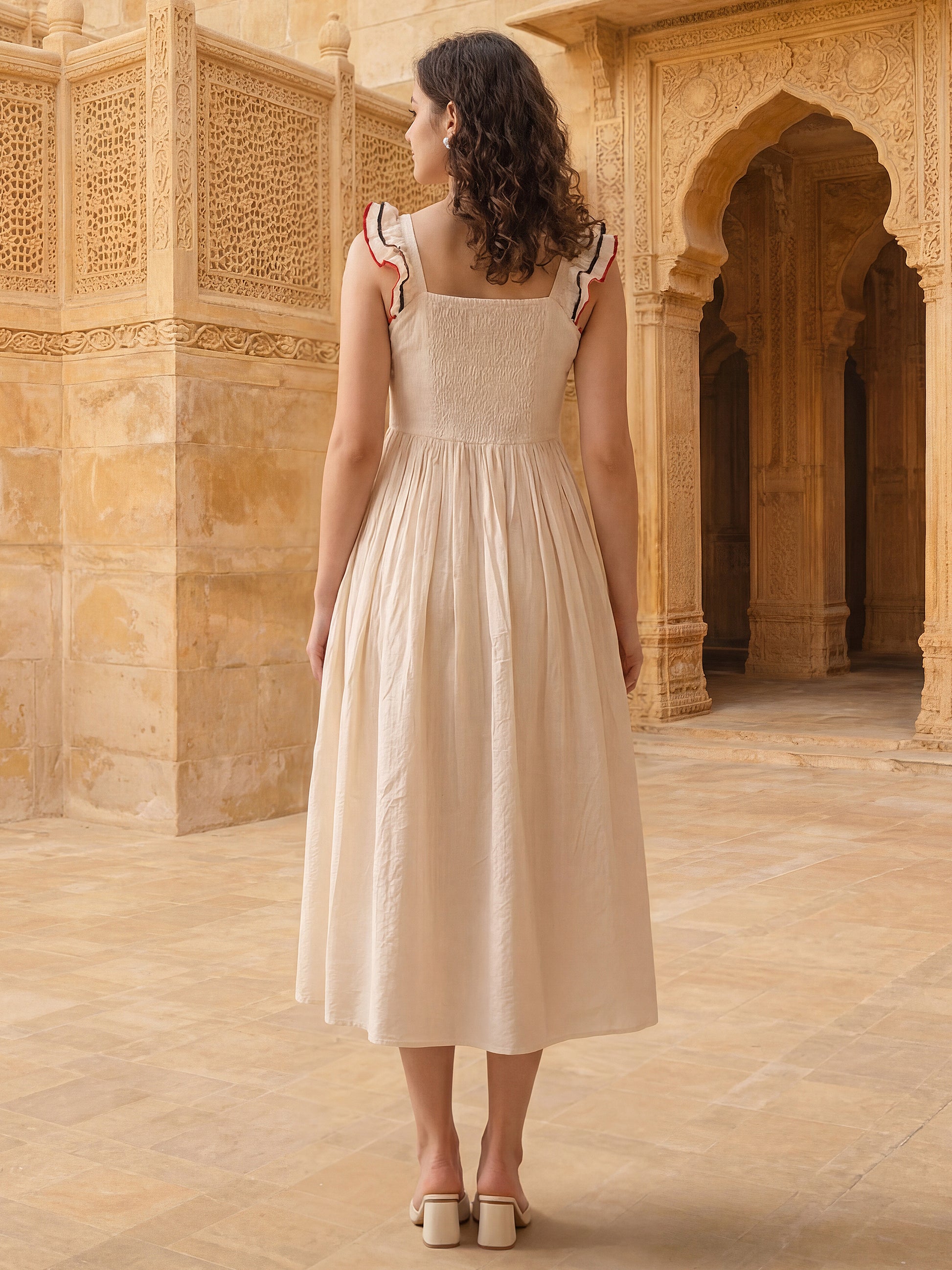 Fit & Flared Midi Sleeveless Dress