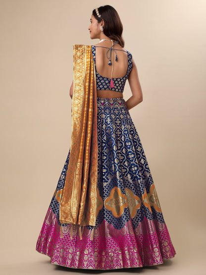 Garnish With Zari Motifs Rama Lehenga Choli