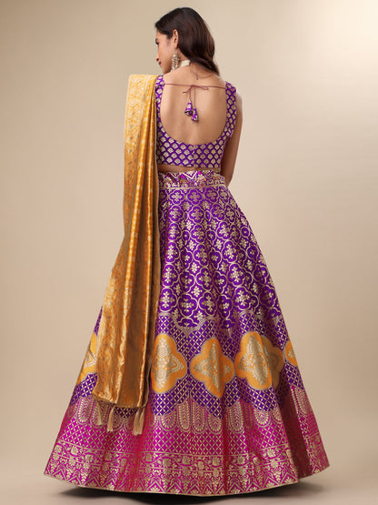 Garnish With Zari Motifs Wine Lehenga Choli