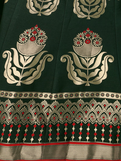 Classic Traditional Wear Dark Green Lehenga Choli