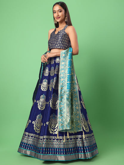 Classic Traditional Wear Navy Blue Lehenga Choli